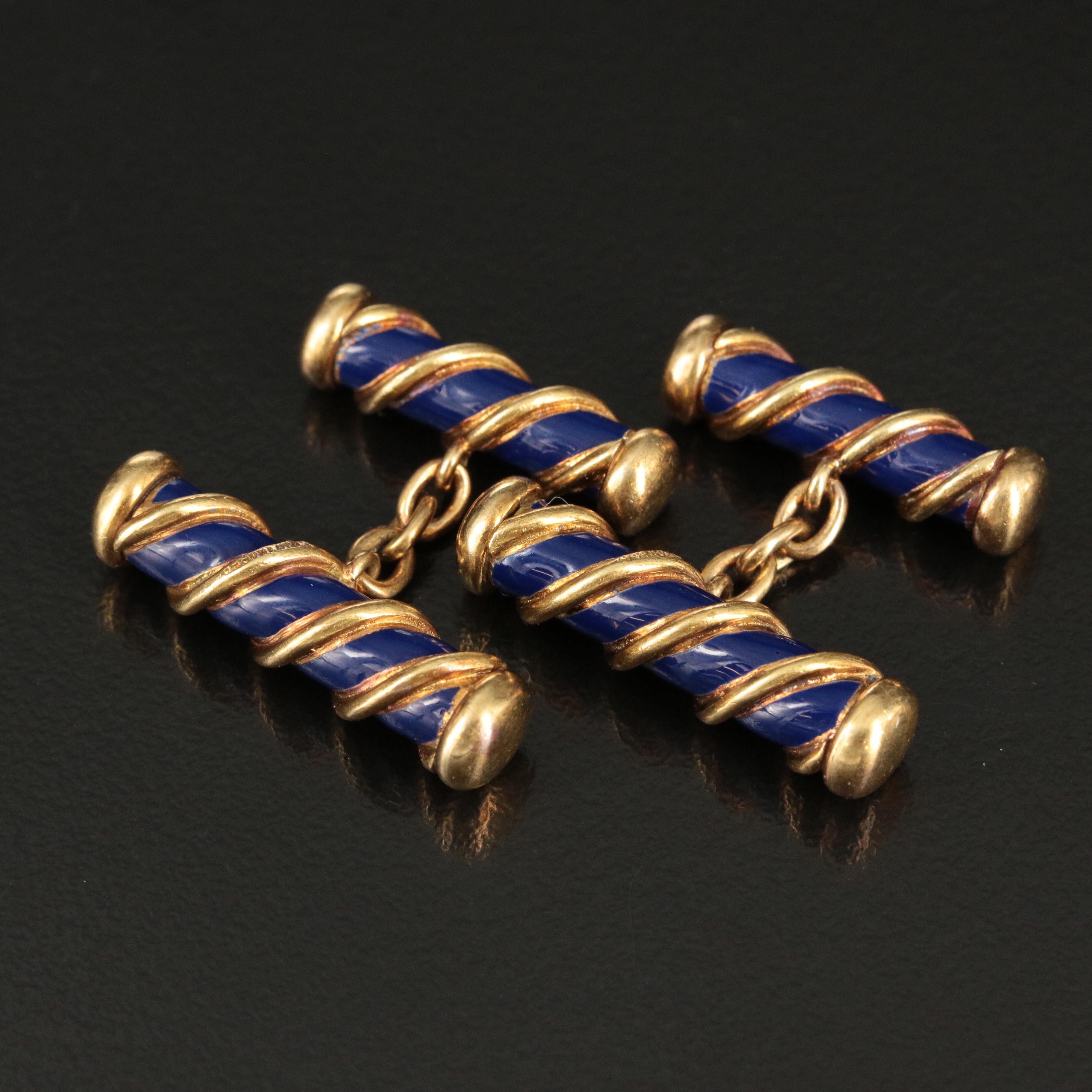 Jean Schlumberger for Tiffany & Co. 18K Blue Enamel Bar Cufflinks