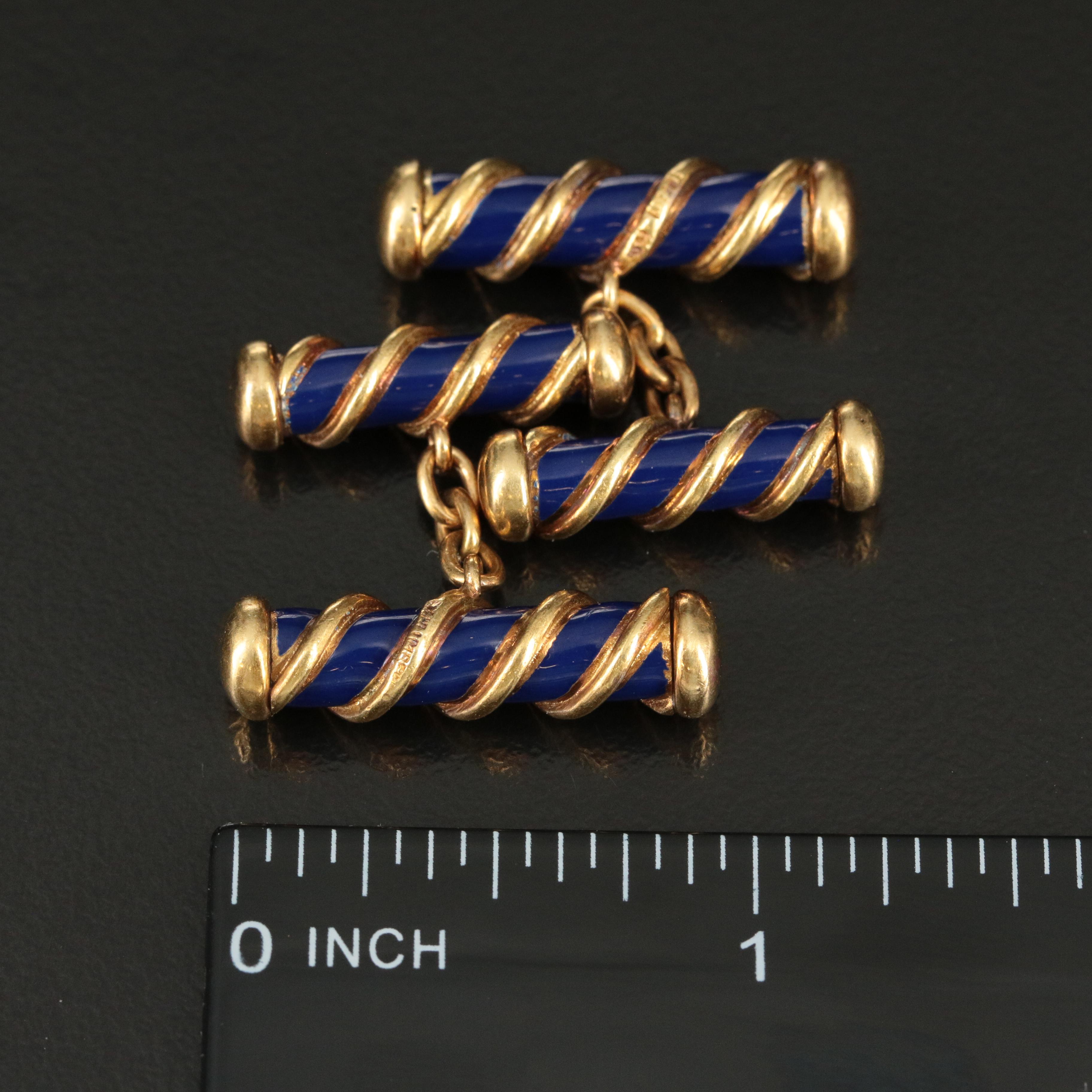 Jean Schlumberger for Tiffany & Co. 18K Blue Enamel Bar Cufflinks