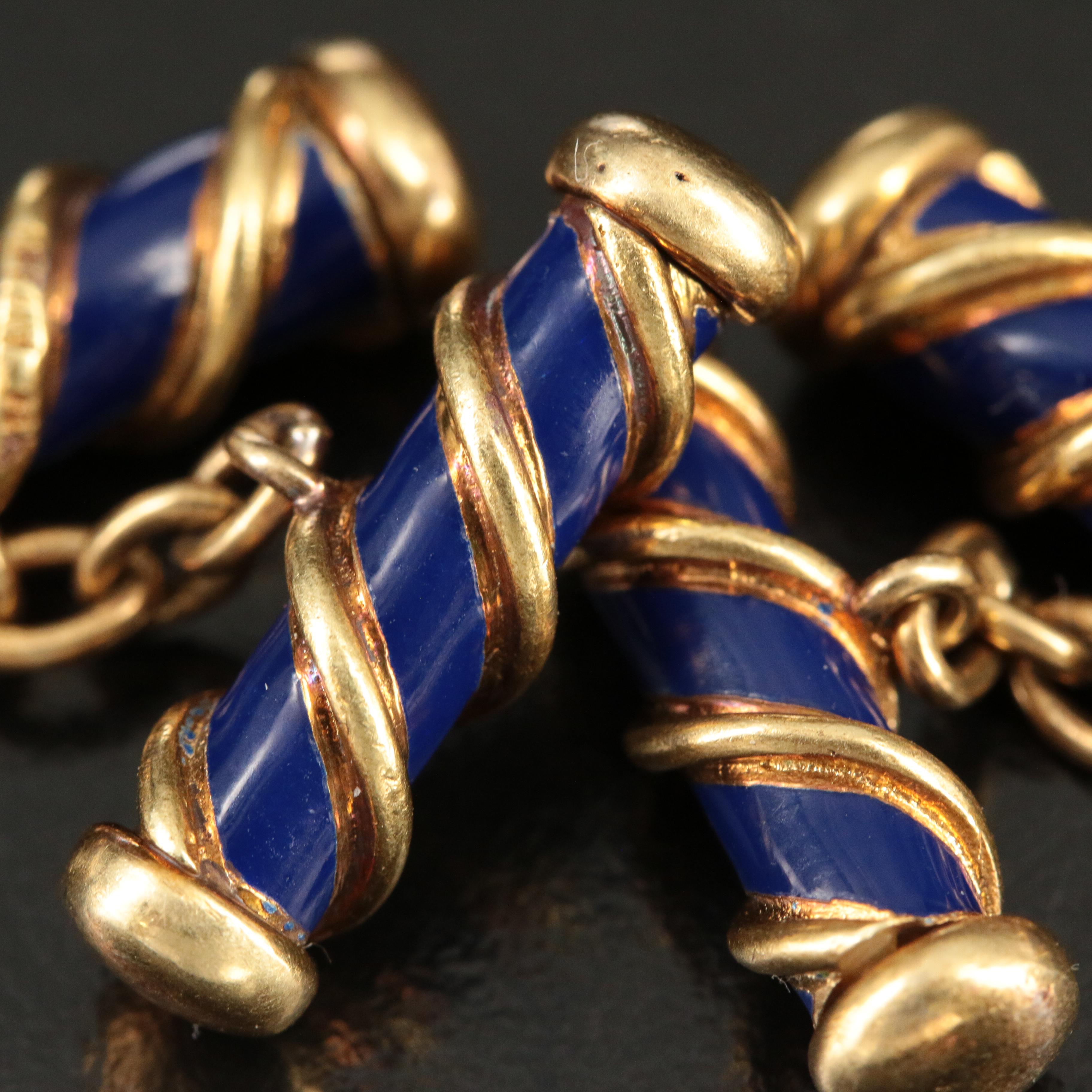 Jean Schlumberger for Tiffany & Co. 18K Blue Enamel Bar Cufflinks