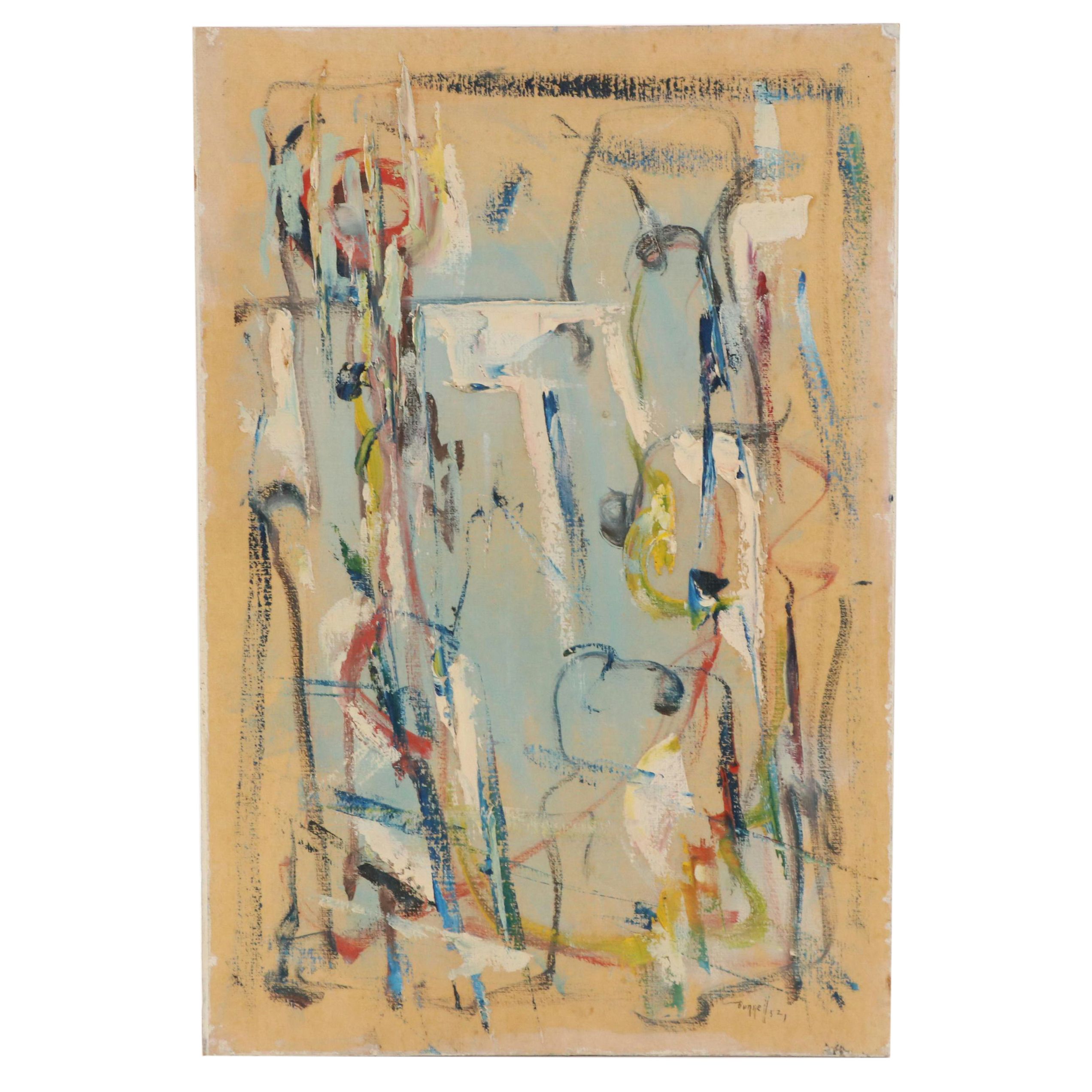 Charles Ragland Bunnell Abstract Expressionist Oil Painting, 1952