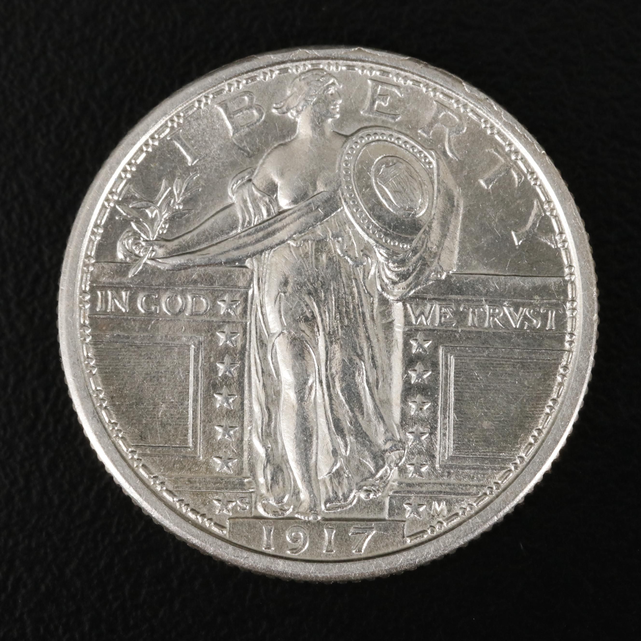 1917-S Type 1 Uncirculated Full Head Standing Liberty Quarter