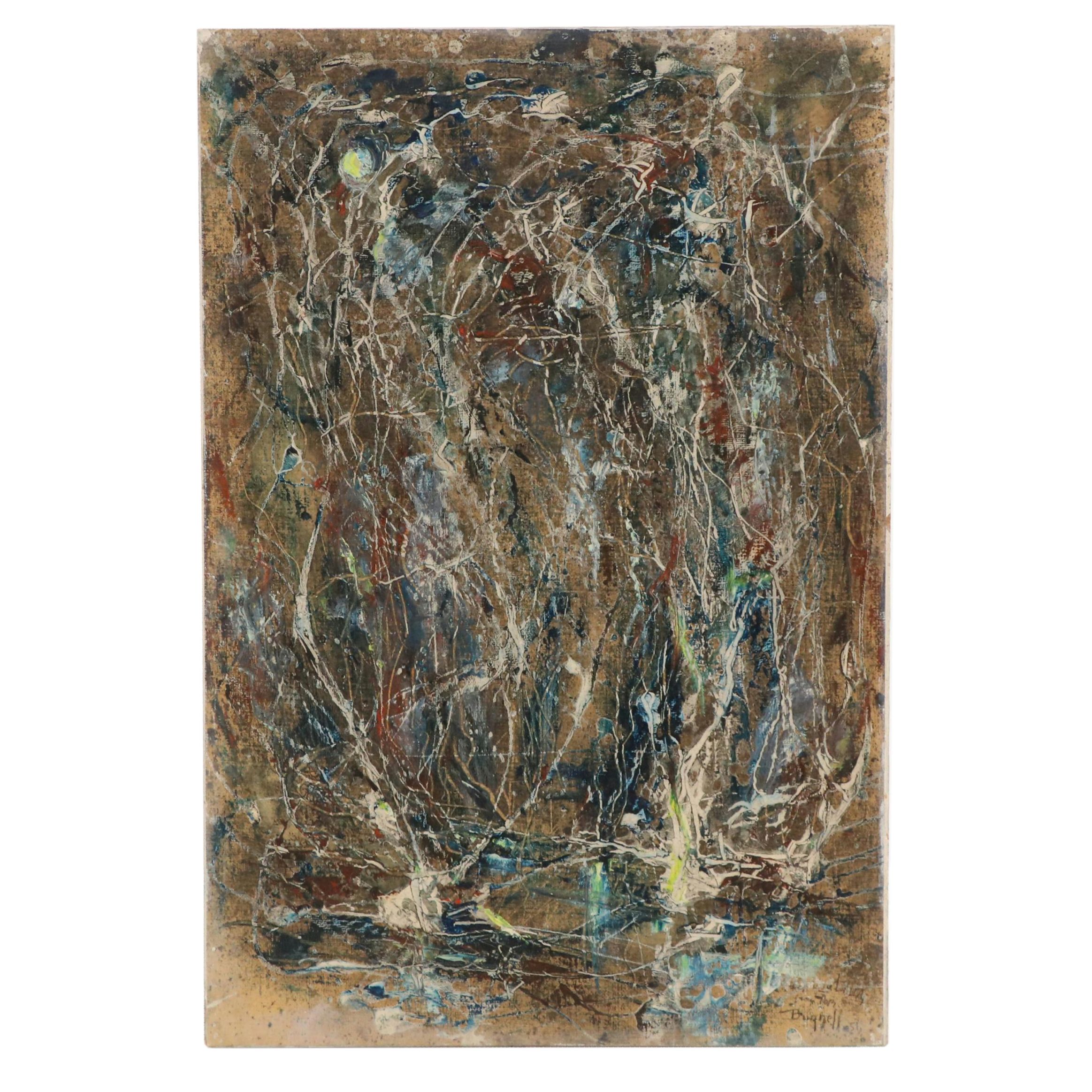 Charles Ragland Bunnell Abstract Expressionist Oil Painting, 1951