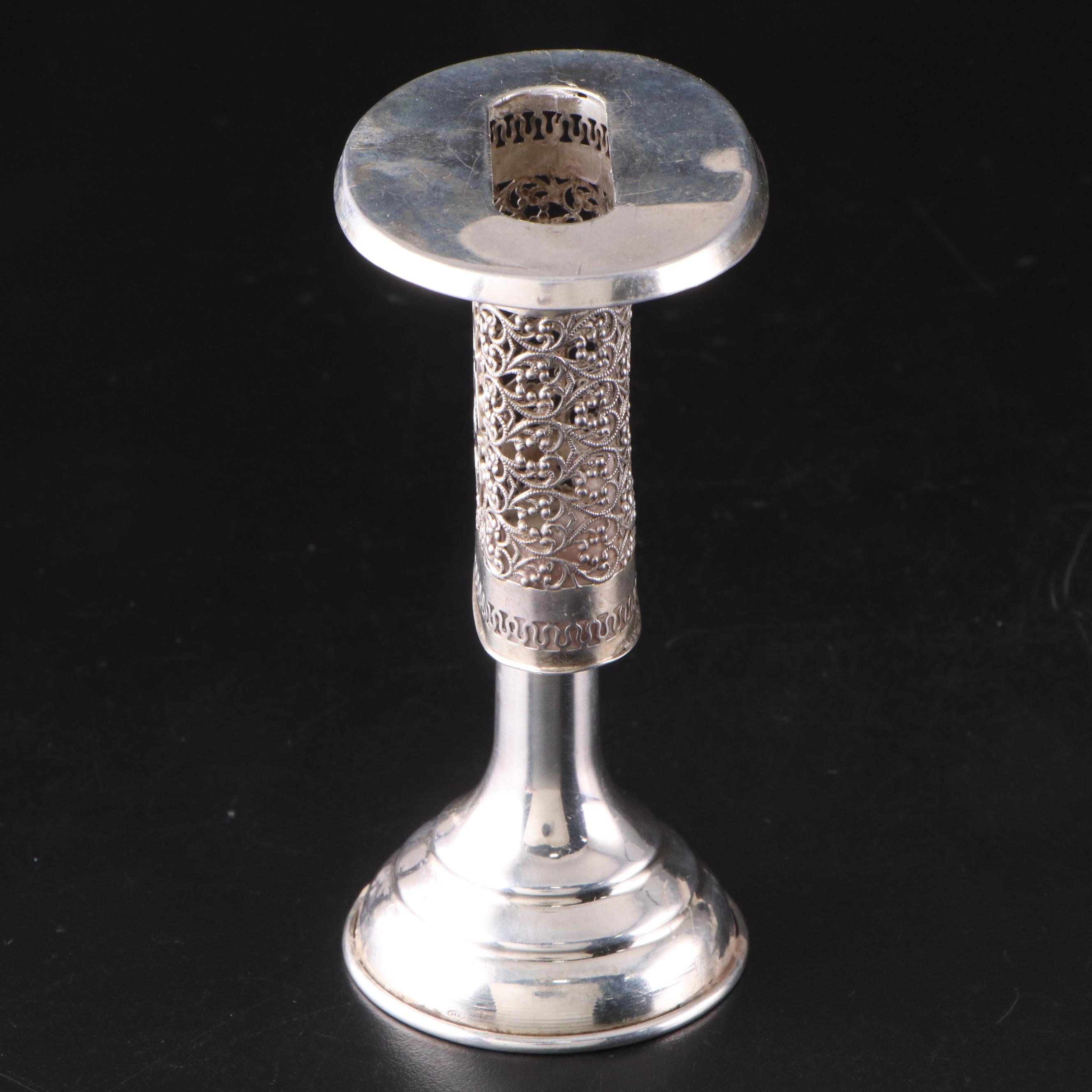 Reticulated Sterling Silver Havdalah Candle Holder EBTH