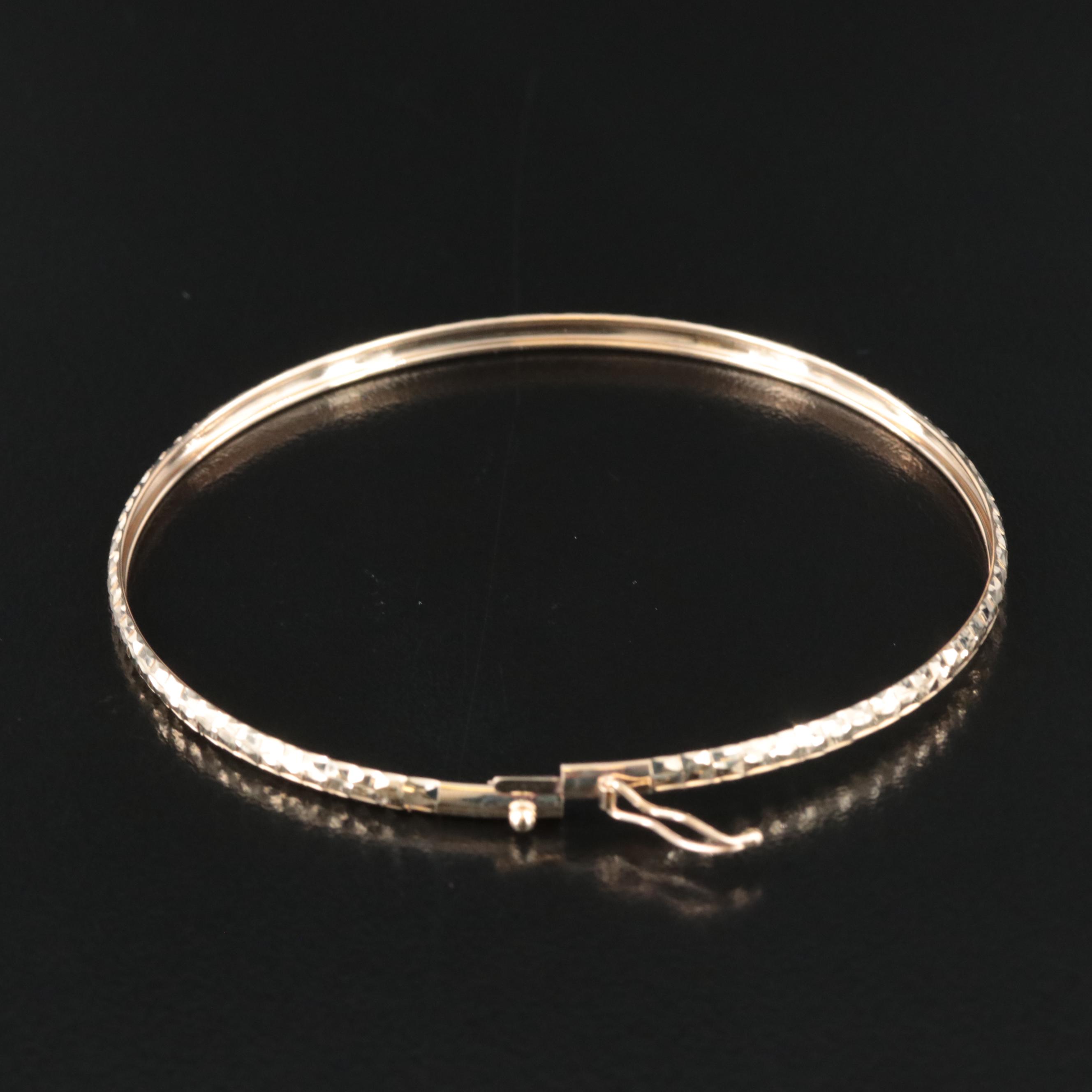 10K Diamond Cut Bangle