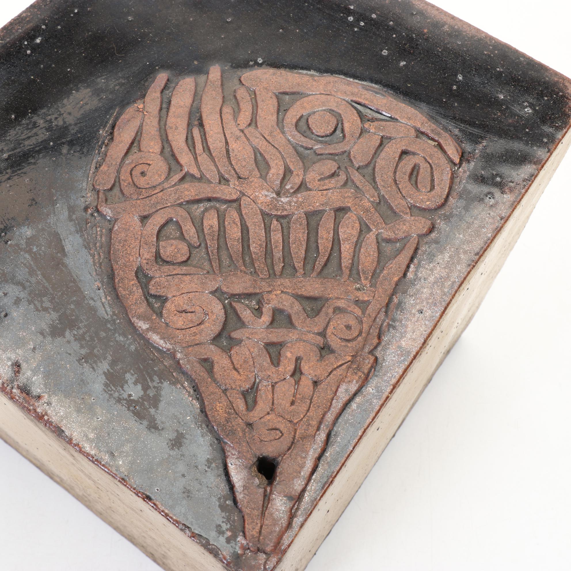 Hand-Sculpted Studio Art Ceramic Cube Vase