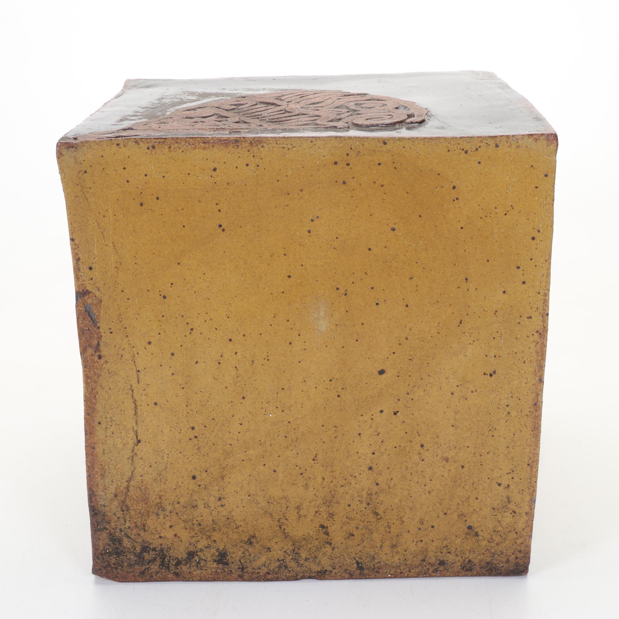 Hand-Sculpted Studio Art Ceramic Cube Vase