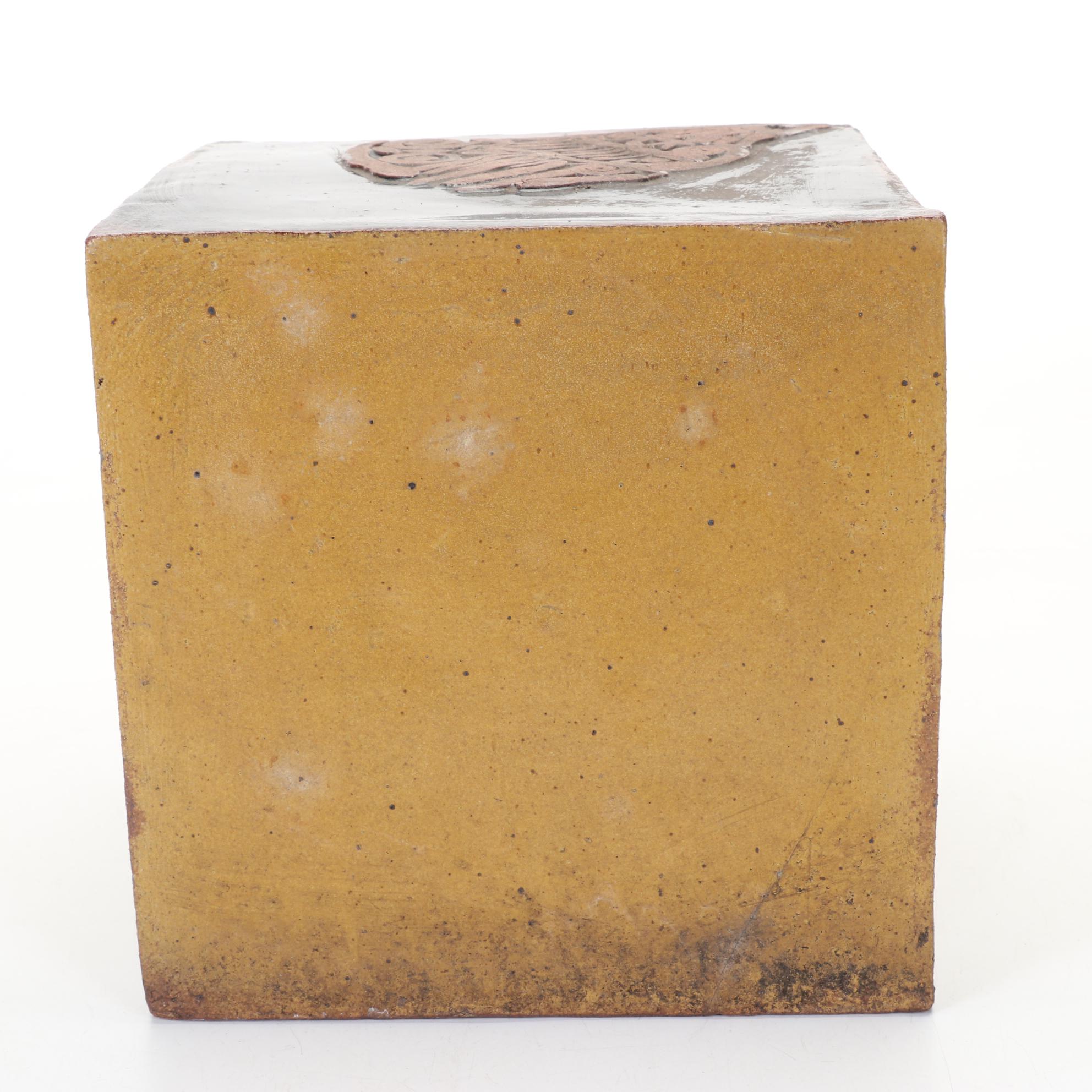 Hand-Sculpted Studio Art Ceramic Cube Vase