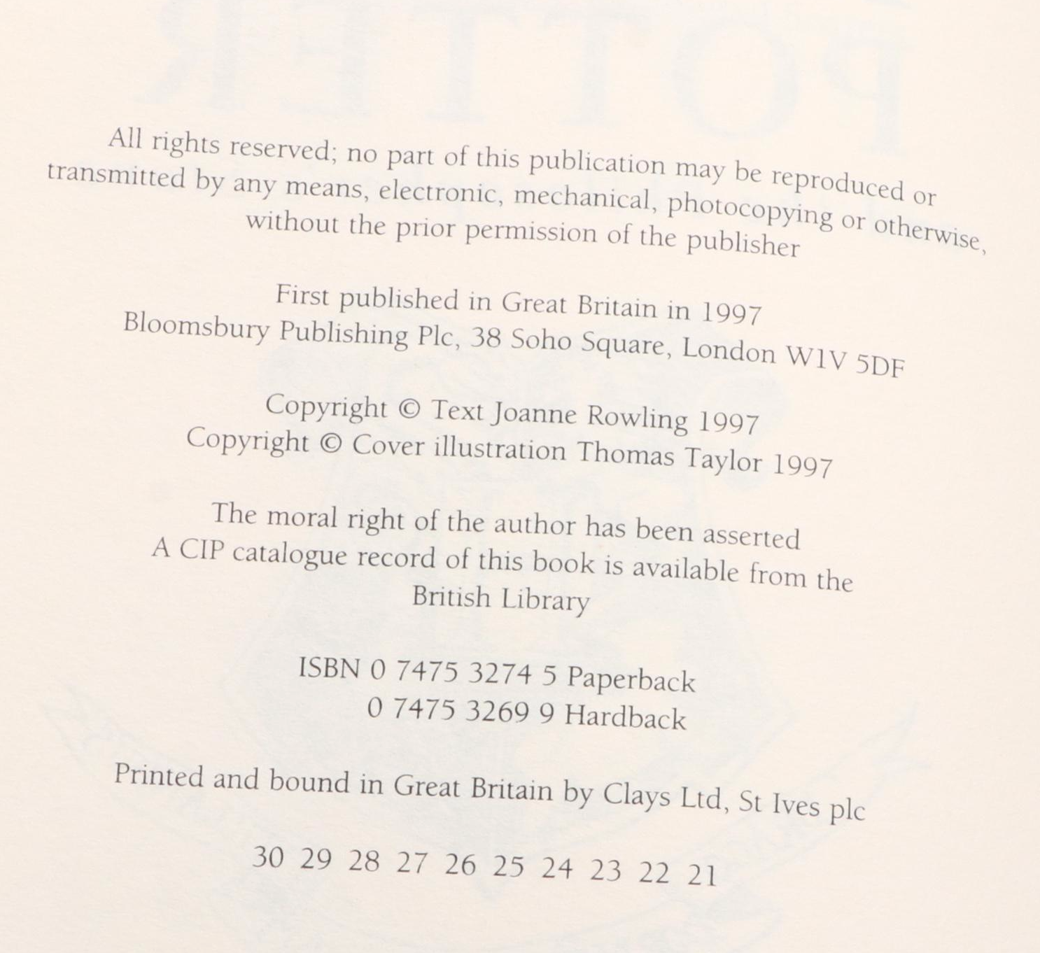 First UK Edition "Harry Potter" Complete Series by J. K. Rowling