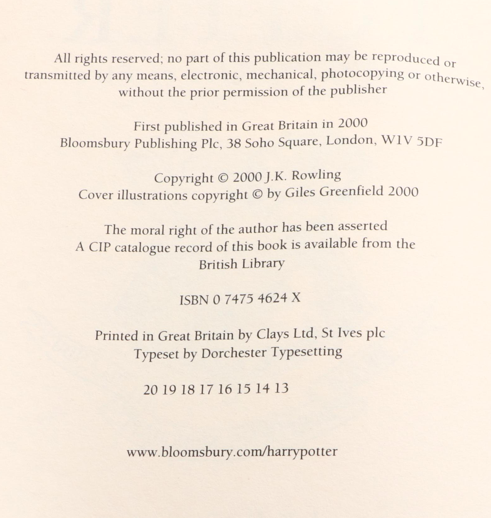 First UK Edition "Harry Potter" Complete Series by J. K. Rowling