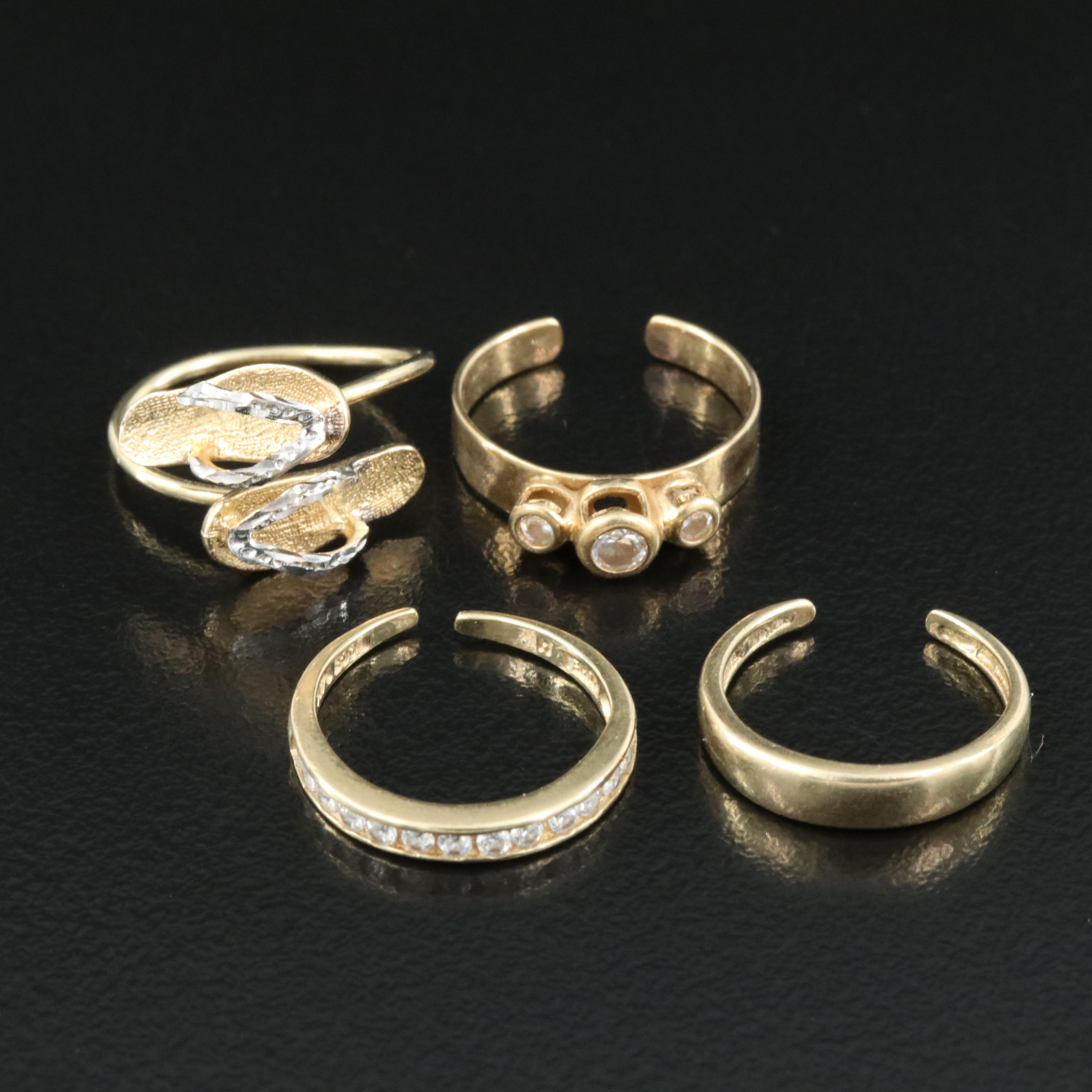 10K and 14K Toe Rings Including CZ