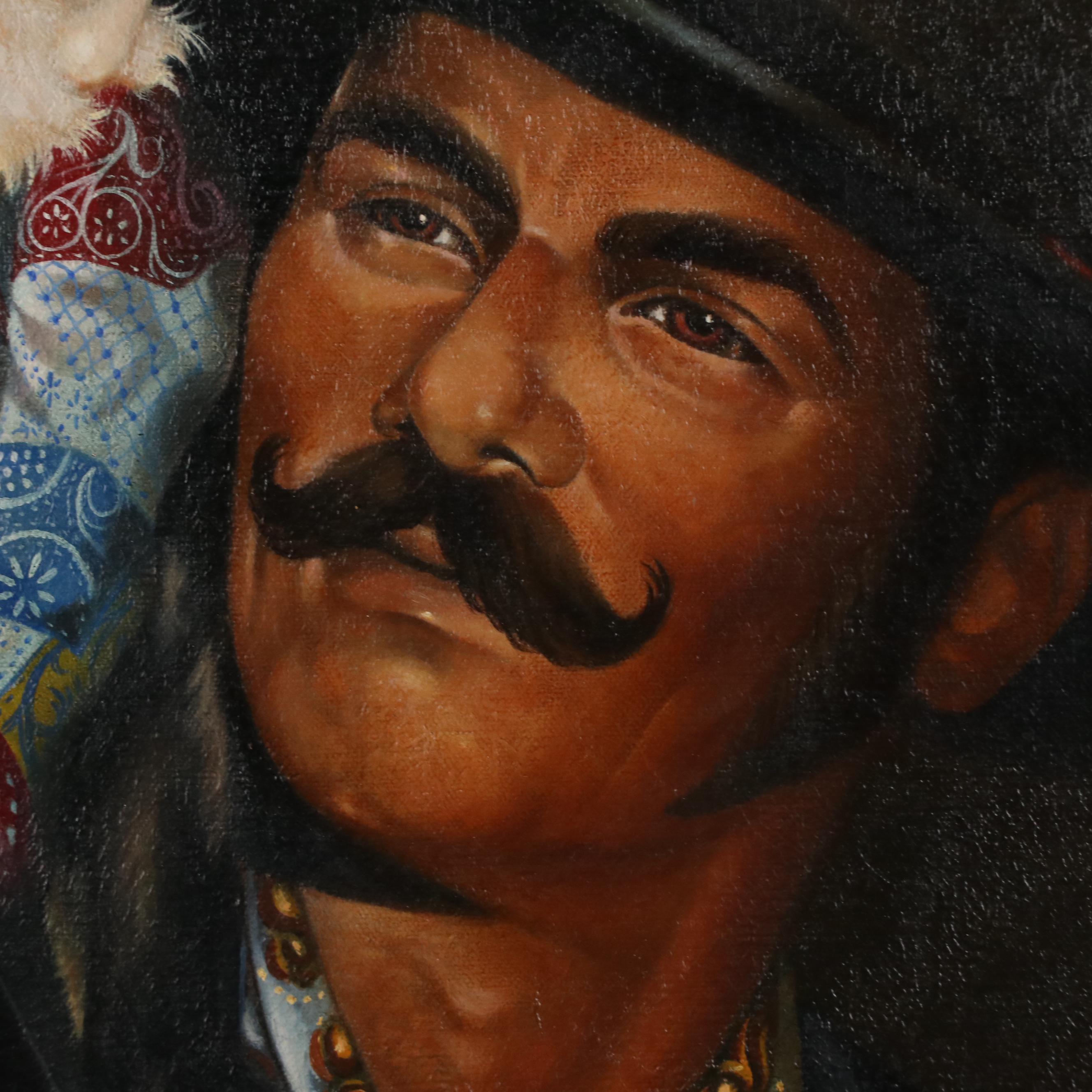 Edward DeWiTT Portrait Oil Painting of Joe Bush and George the Monkey, 1977