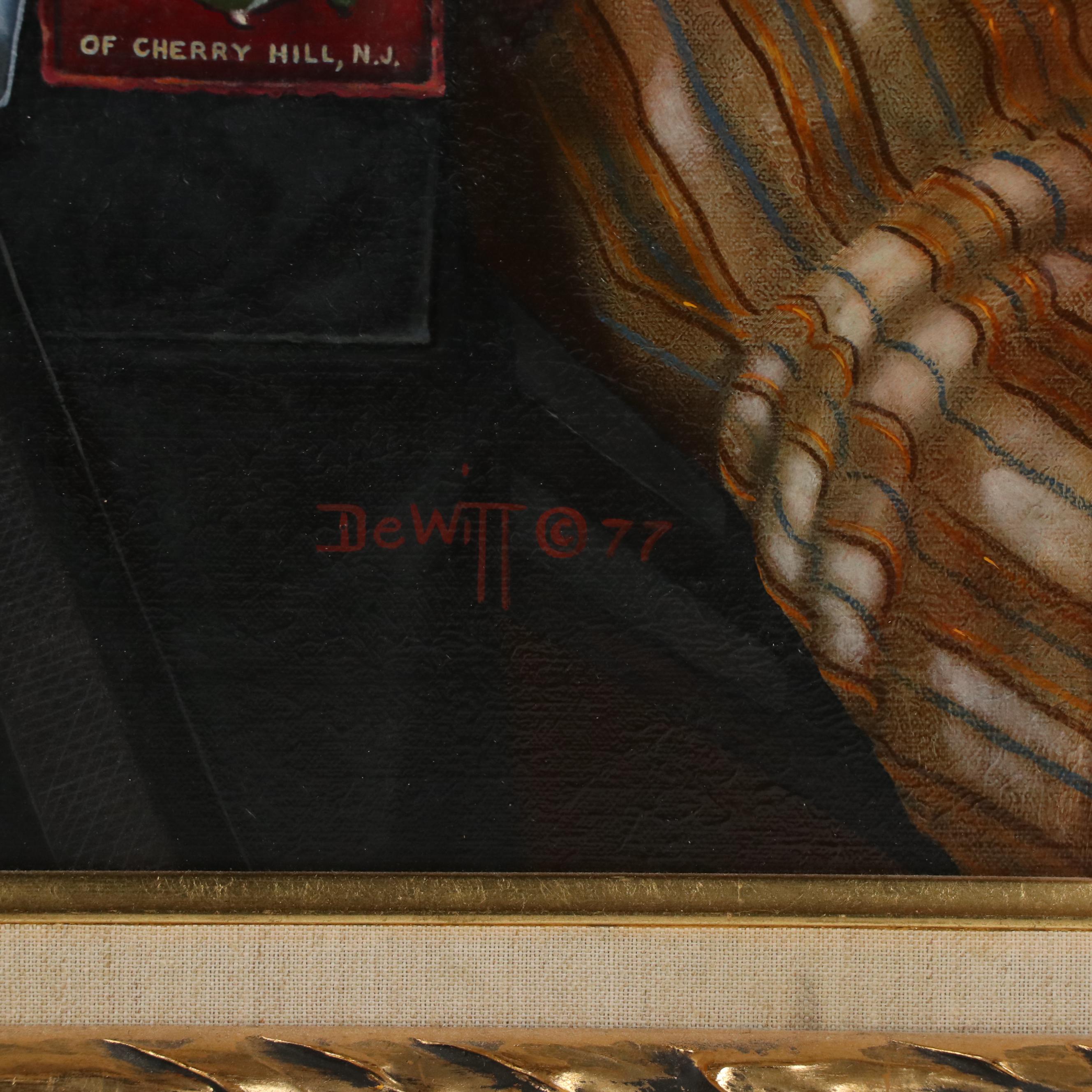 Edward DeWiTT Portrait Oil Painting of Joe Bush and George the Monkey, 1977