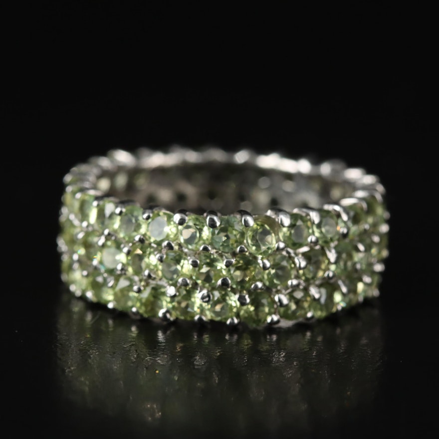 Sterling Peridot Eternity Band