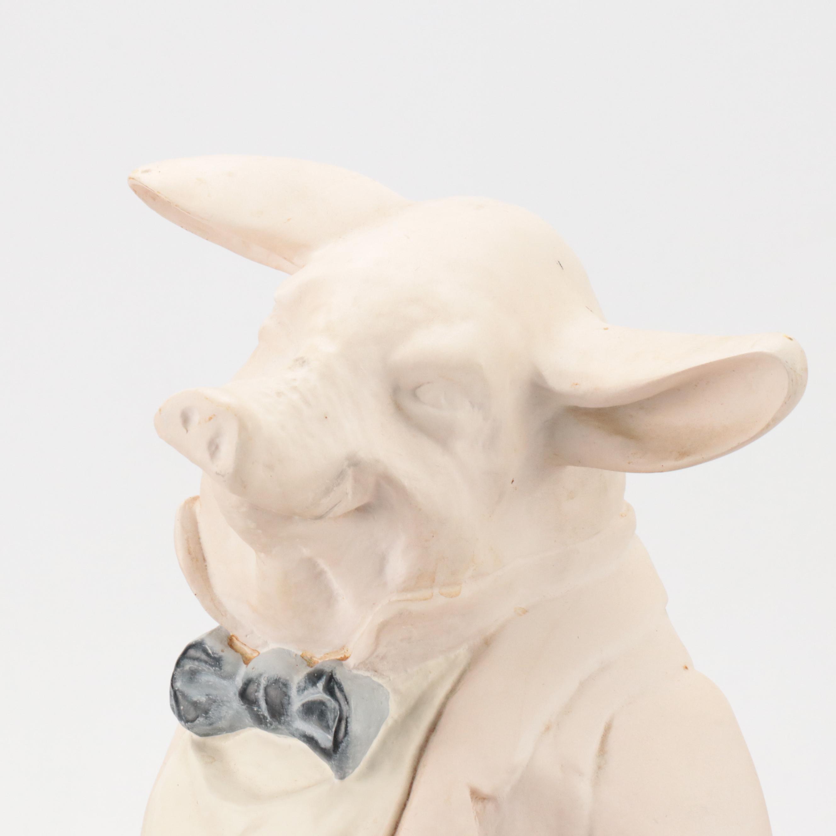 Pig Composite Chalkboard Figure with Trio Pig Cast Iron Figurine