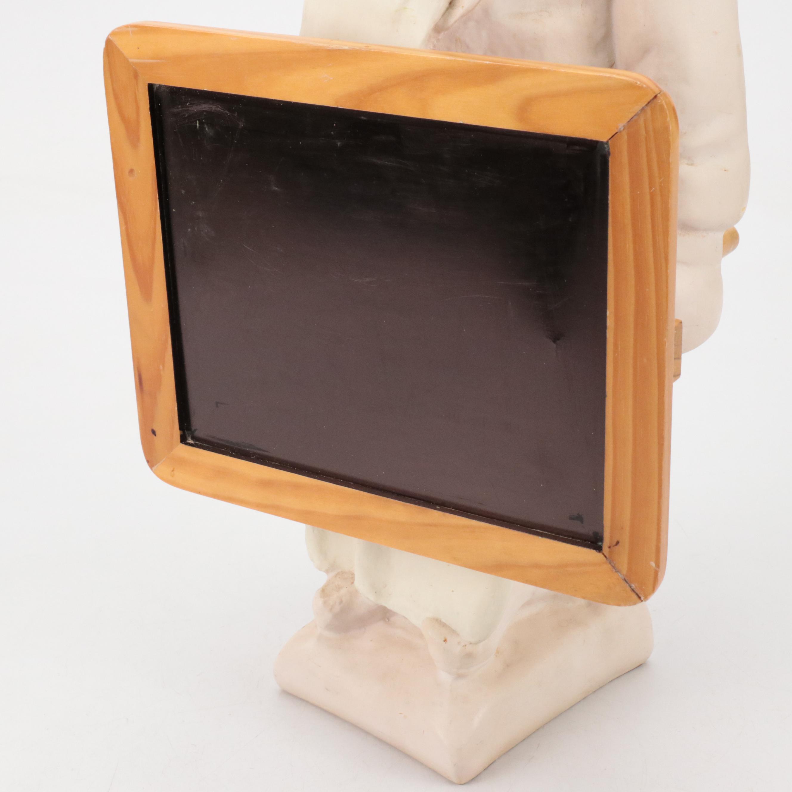 Pig Composite Chalkboard Figure with Trio Pig Cast Iron Figurine