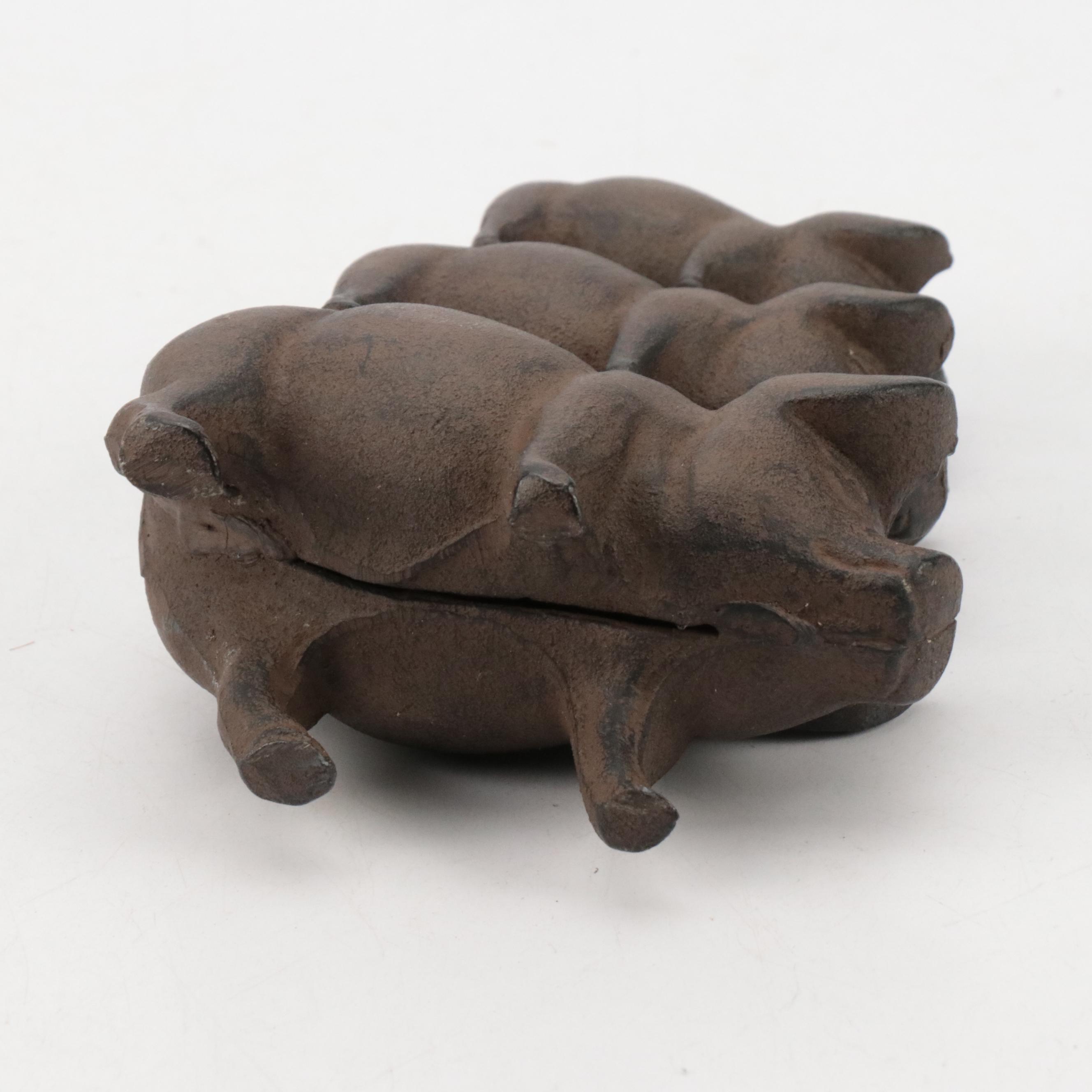 Pig Composite Chalkboard Figure with Trio Pig Cast Iron Figurine