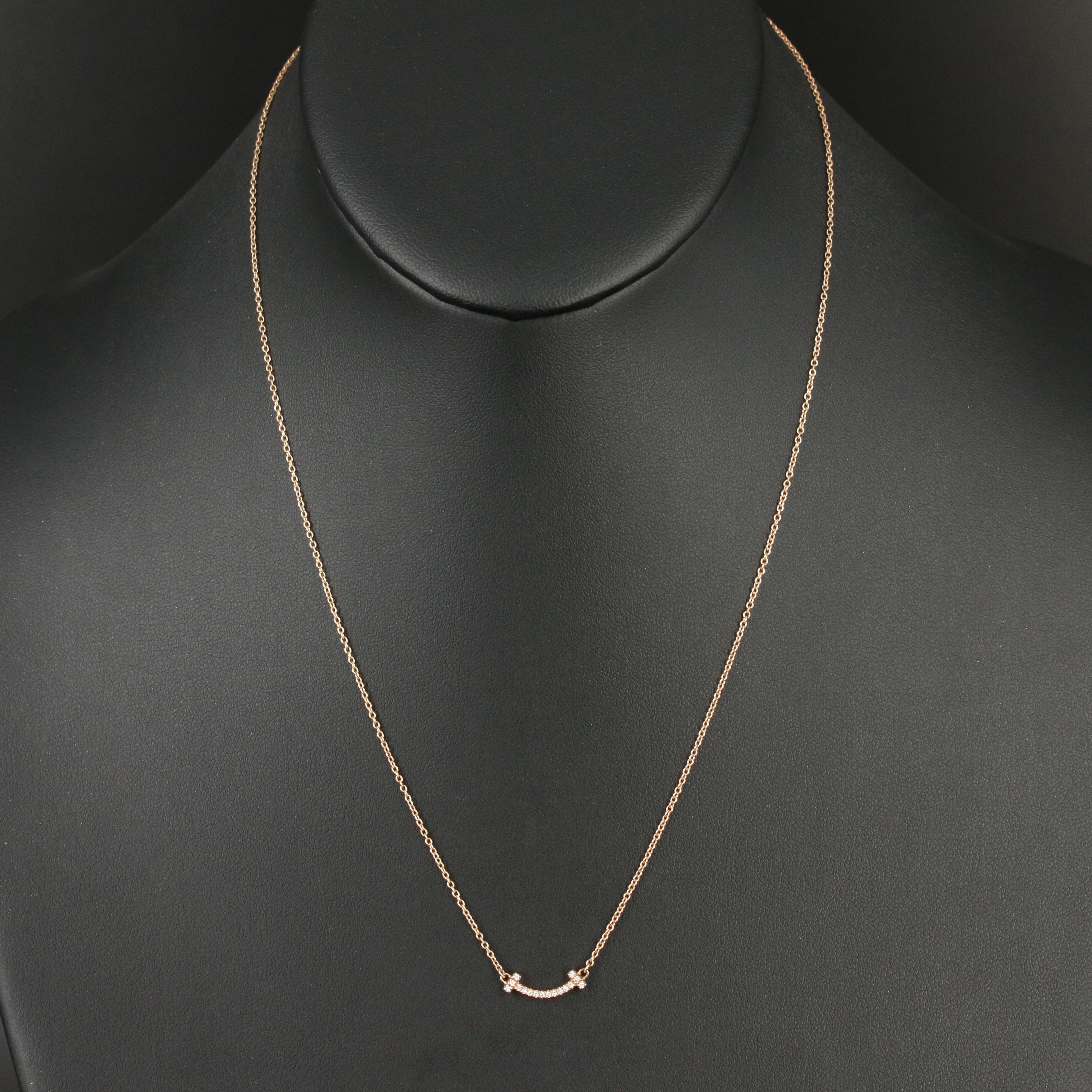 Tiffany & Co. "T Smile" 18K Rose Gold Diamond Smile Necklace