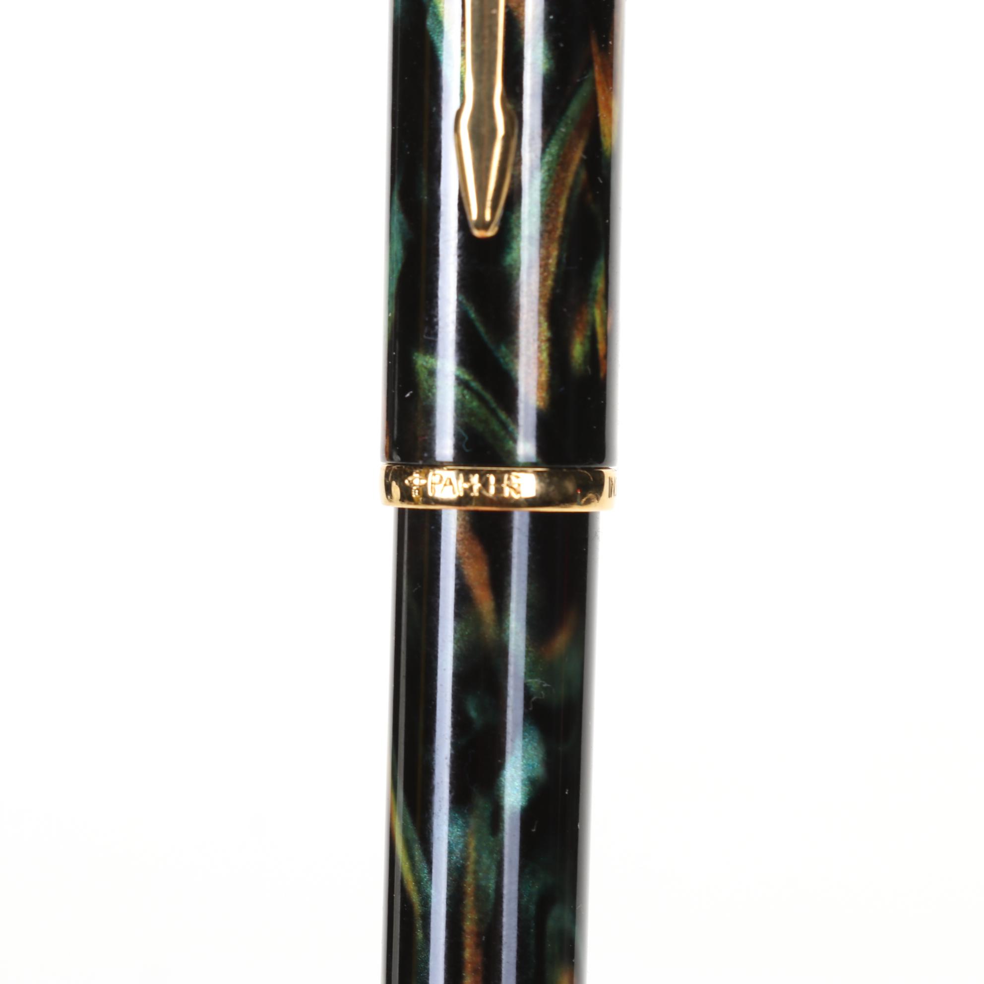 Two Waterman Fountain Pens and Parker Insignia Fountain and Ballpoint Pens