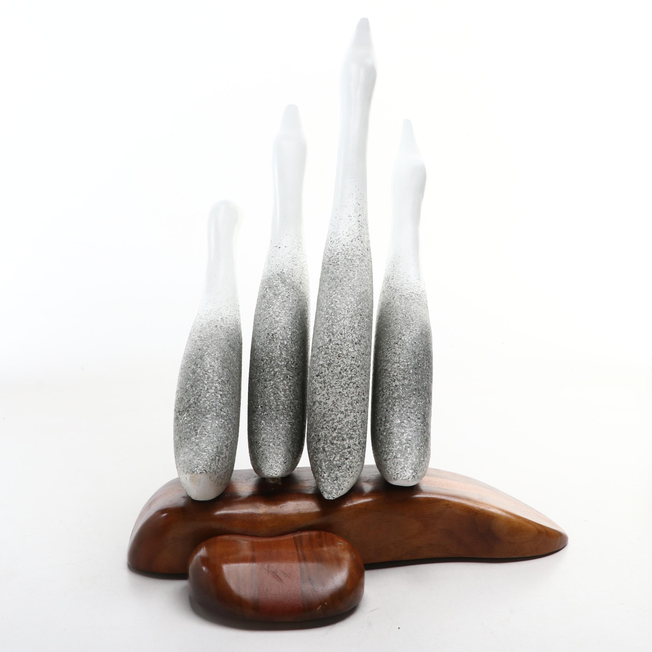 Modernist Wooden Bird Sculpture