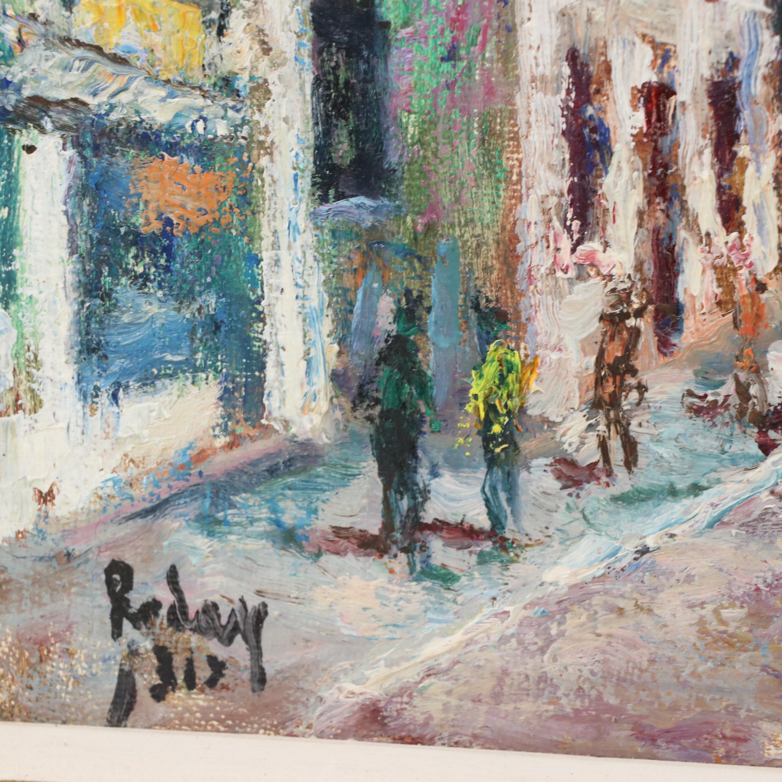 Jehuda Rodan Oil Painting of Street Scene