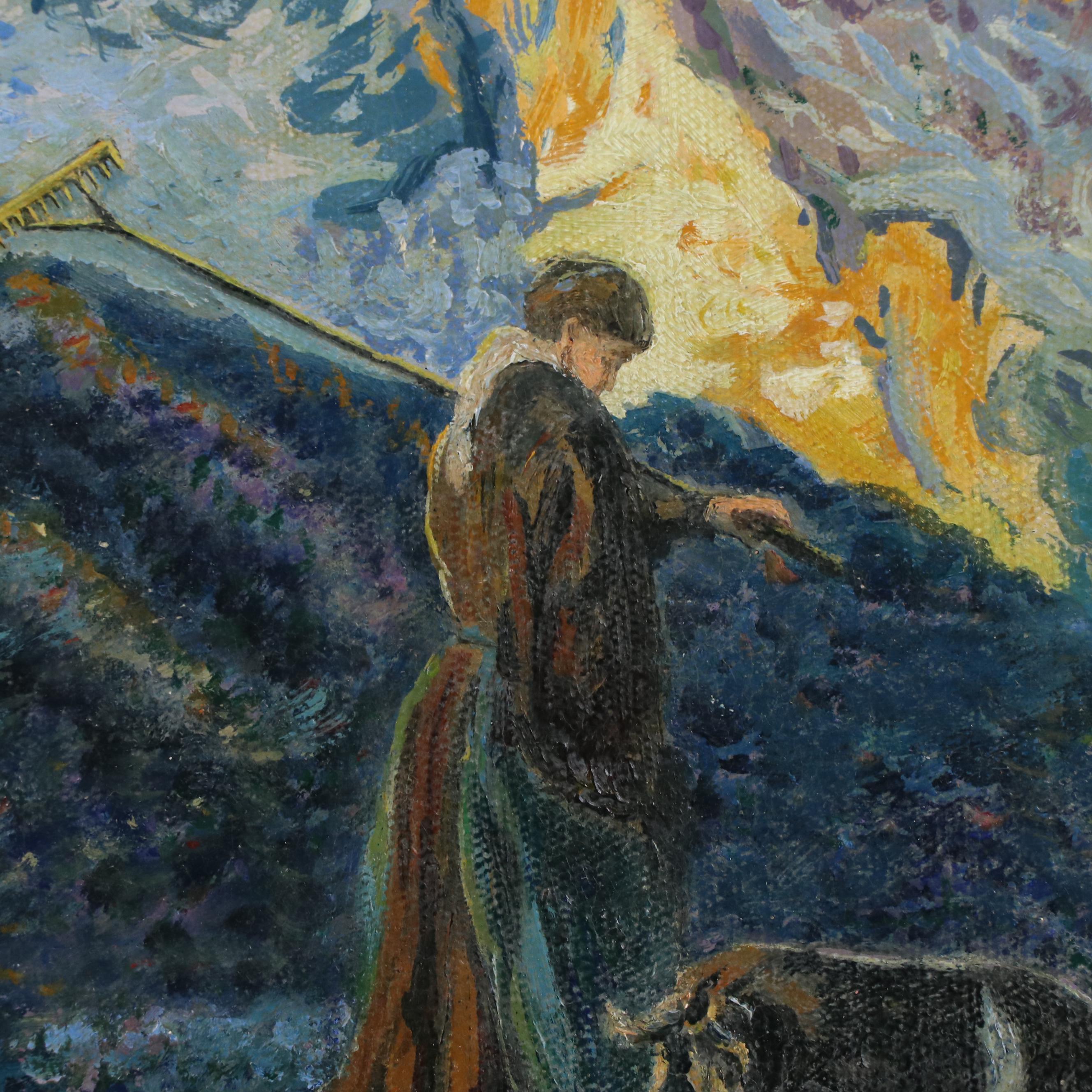 Rena Victoria Rockwell Oil Painting of Alpine Pastoral Landscape, 1930