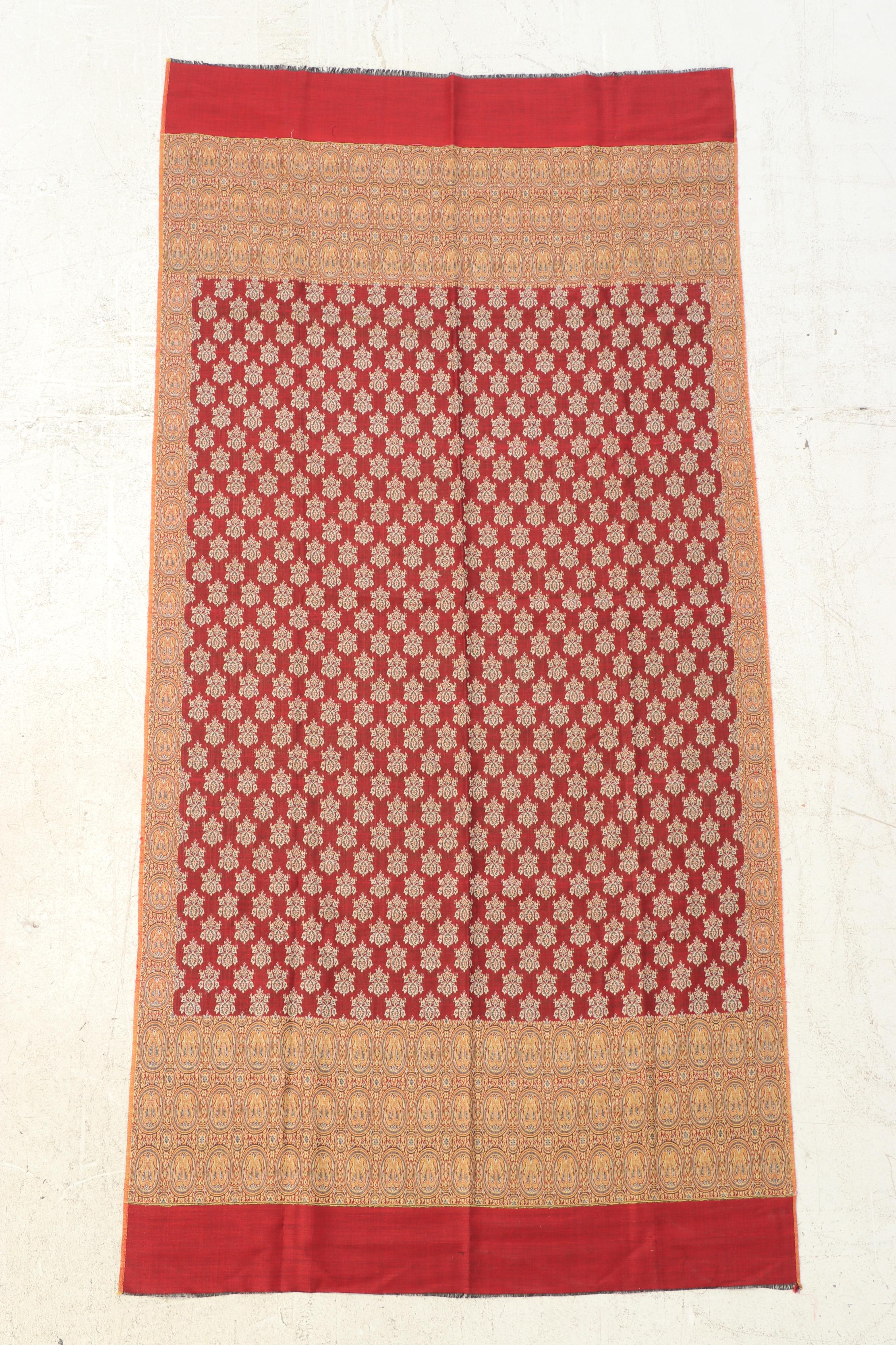 Handmade South Asian Screen Printed Cotton Textile Coverlet, Other Woven Textile