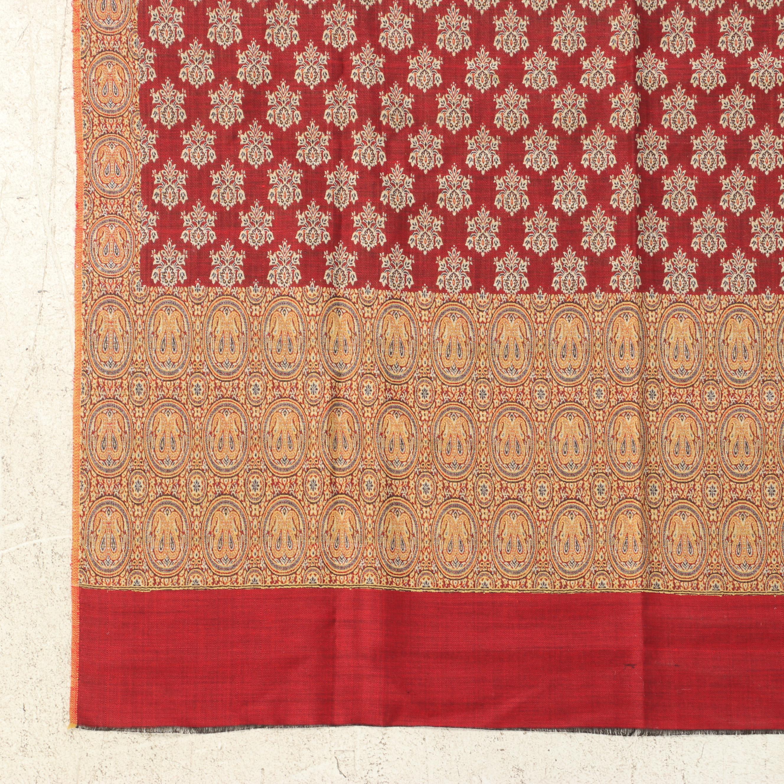 Handmade South Asian Screen Printed Cotton Textile Coverlet, Other Woven Textile