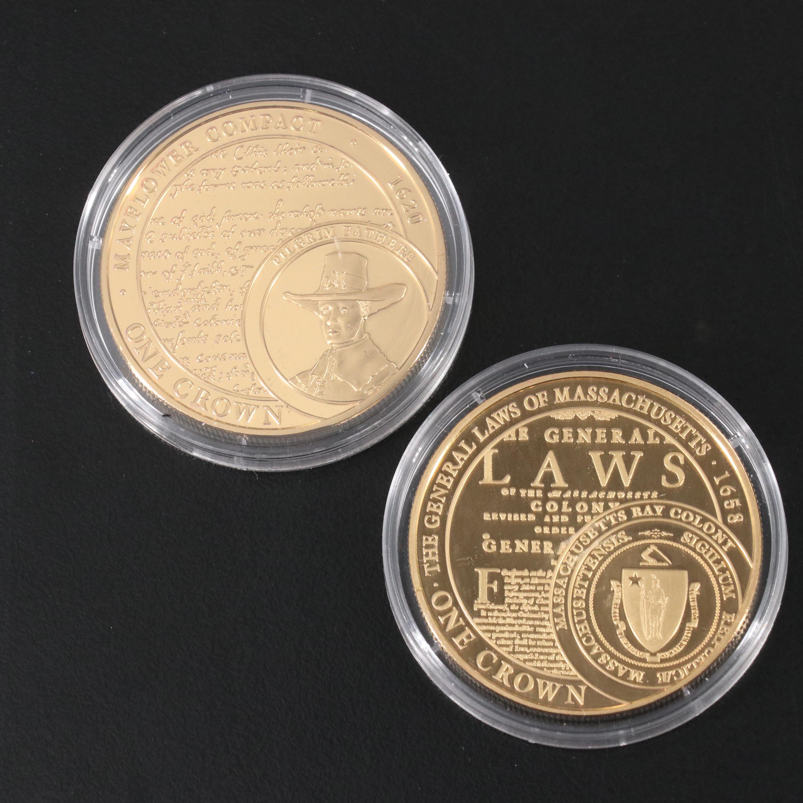 2016 Gold Plated Set of One Crown Coins With Queen Elizabeth