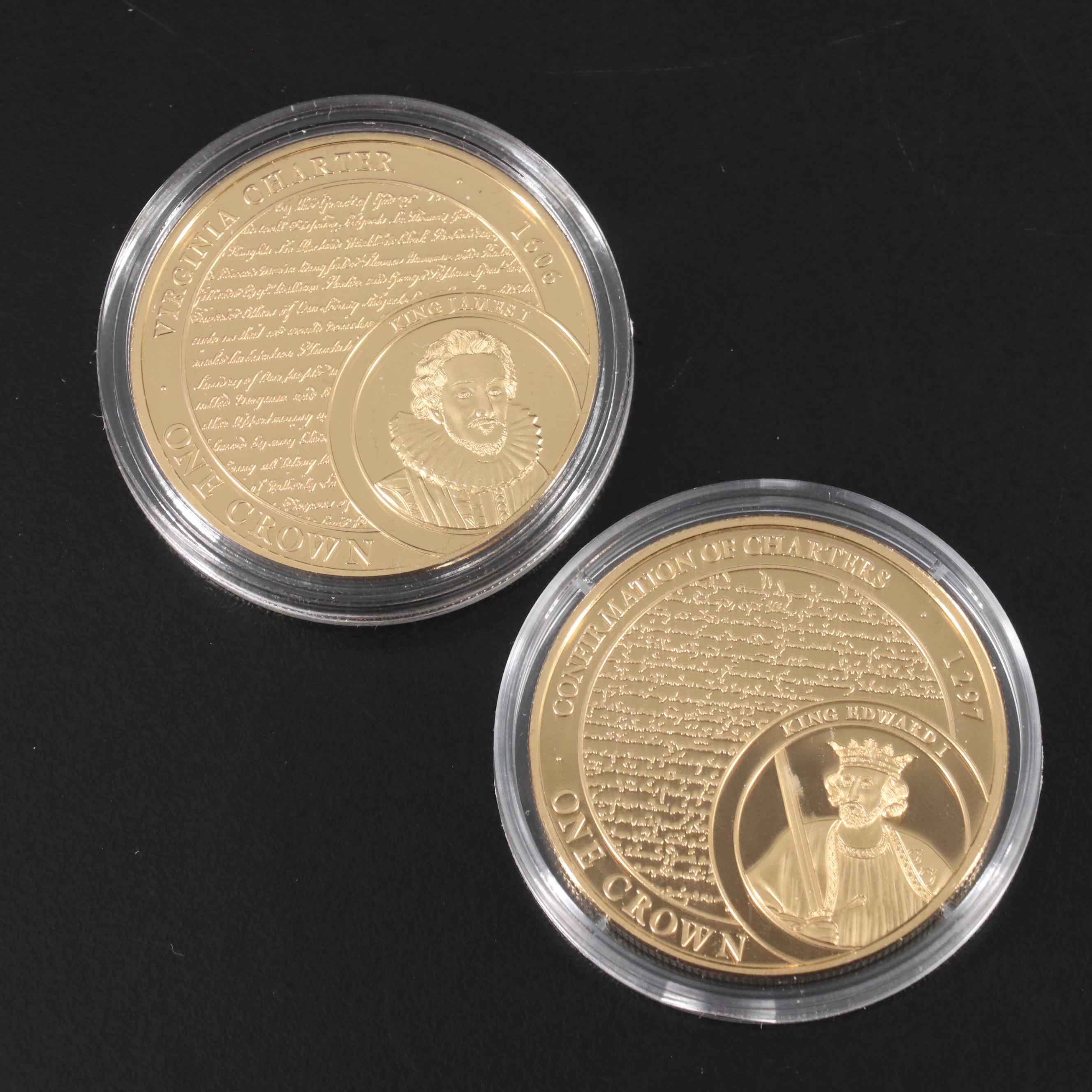 2016 Gold Plated Set of One Crown Coins With Queen Elizabeth