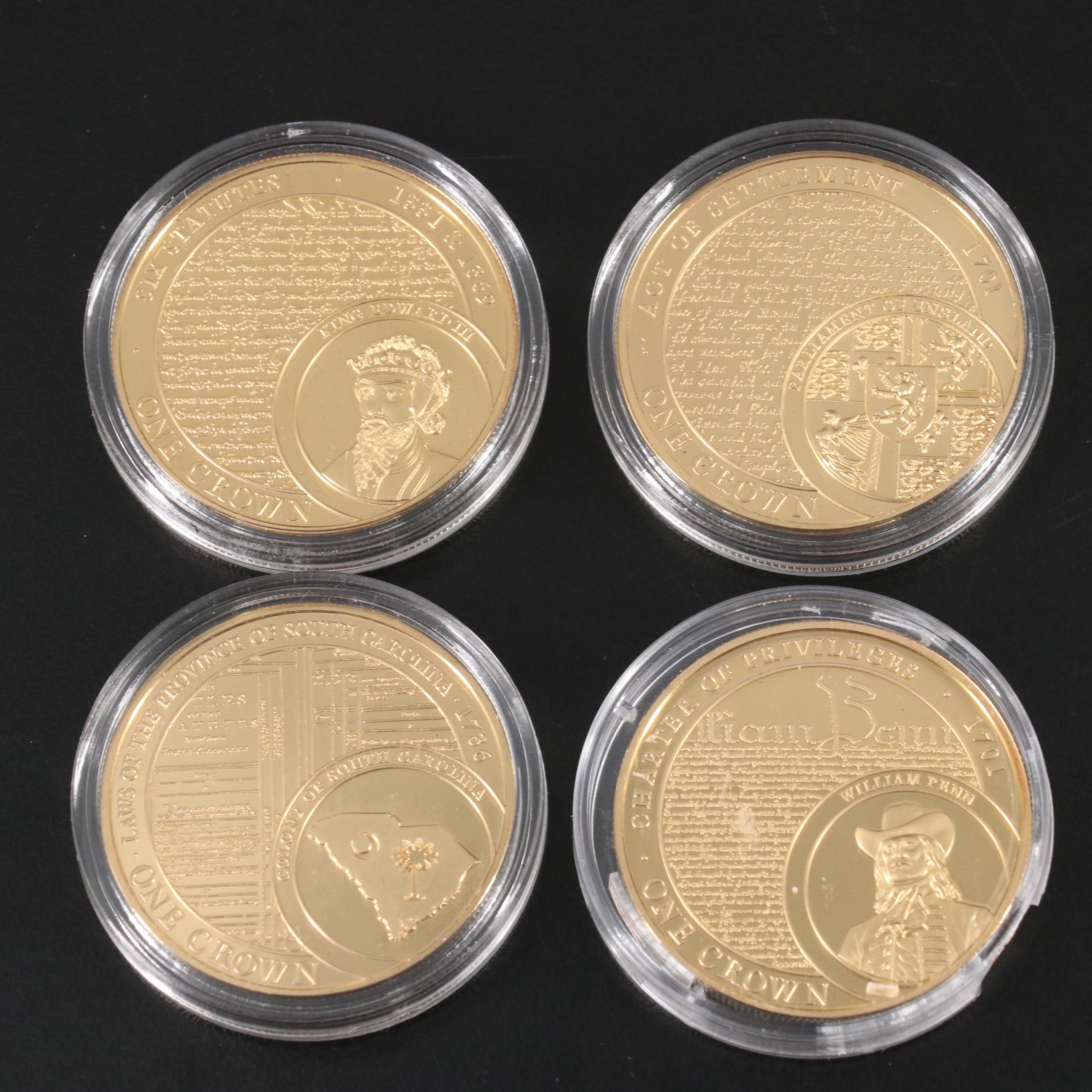 2016 Gold Plated Set of One Crown Coins With Queen Elizabeth
