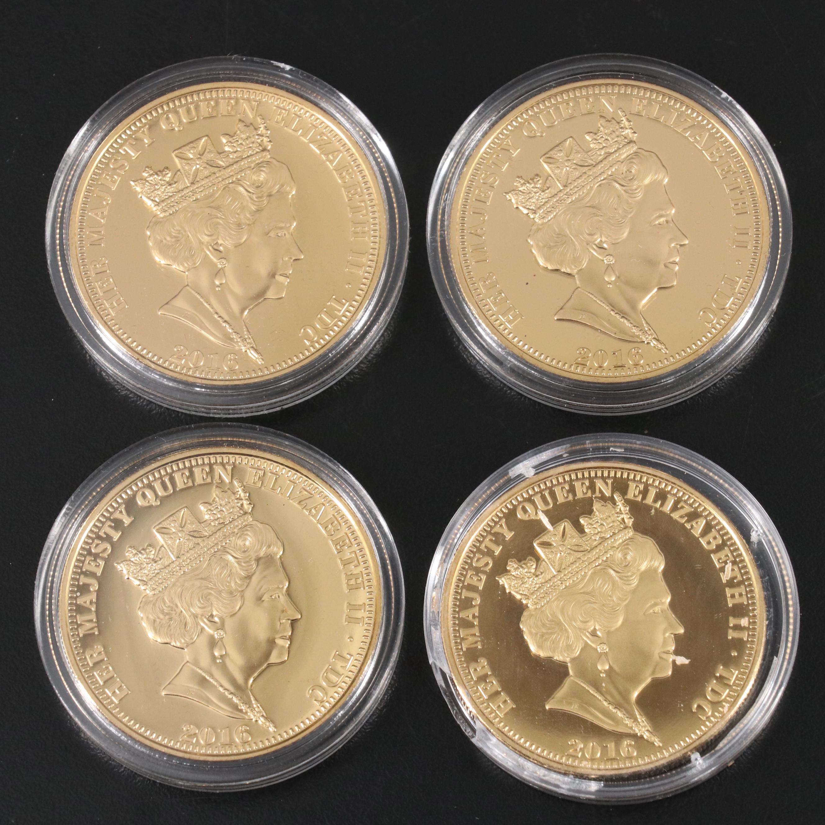 2016 Gold Plated Set of One Crown Coins With Queen Elizabeth