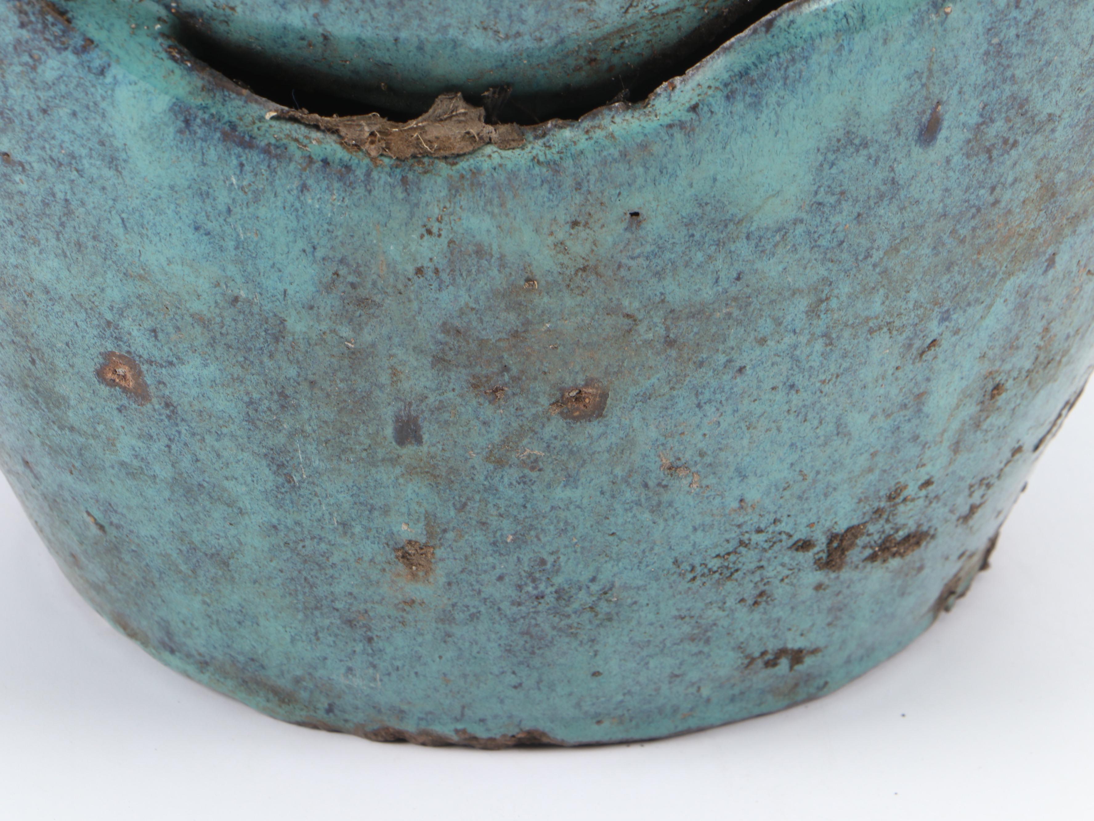 Blue Glazed Ceramic Garden Fountain Vessel