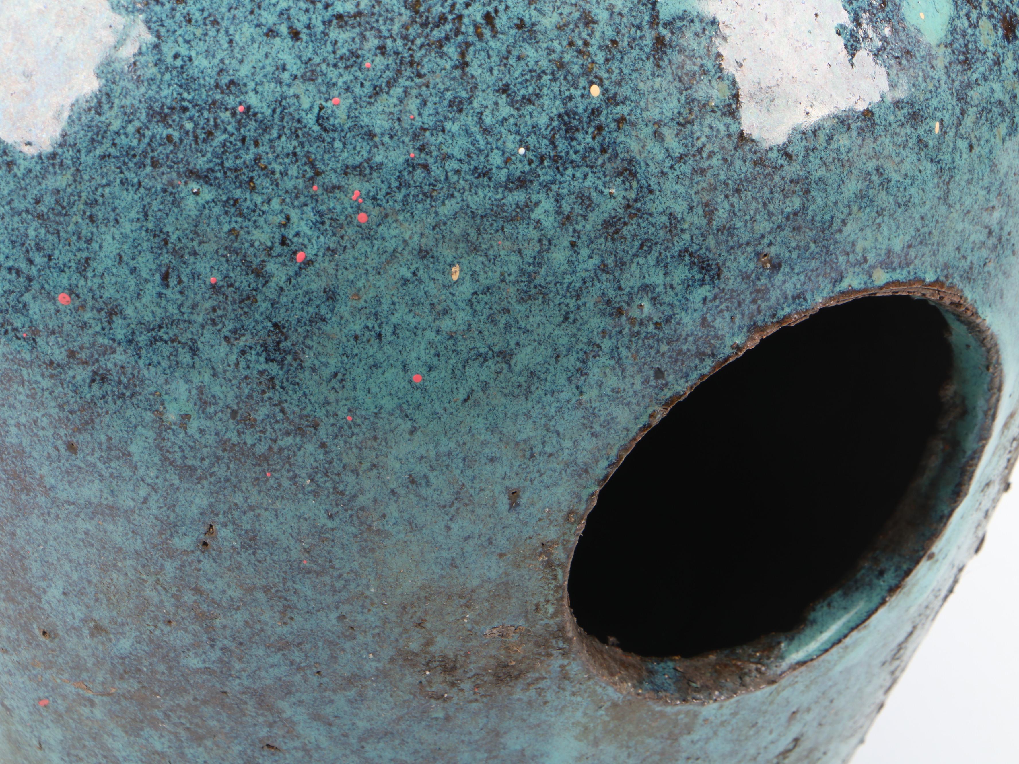 Blue Glazed Ceramic Garden Fountain Vessel