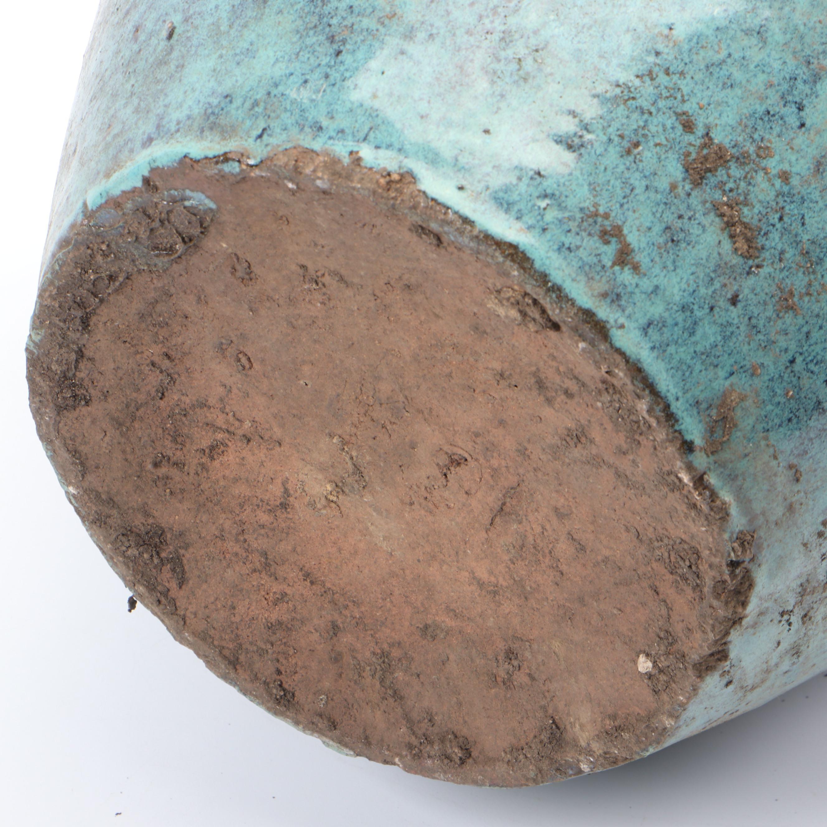 Blue Glazed Ceramic Garden Fountain Vessel