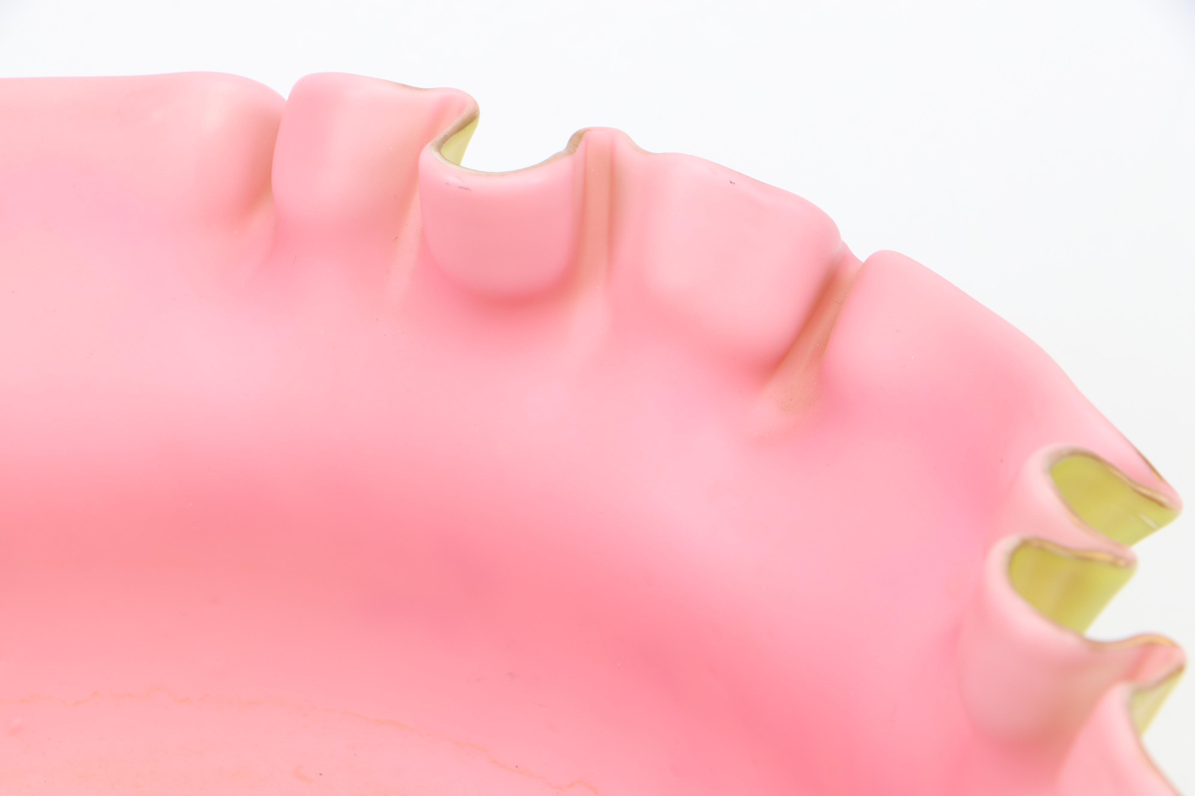 Victorian Pink and Chartreuse Satin Glass Bowl with Hand-Painted Enamel Accents