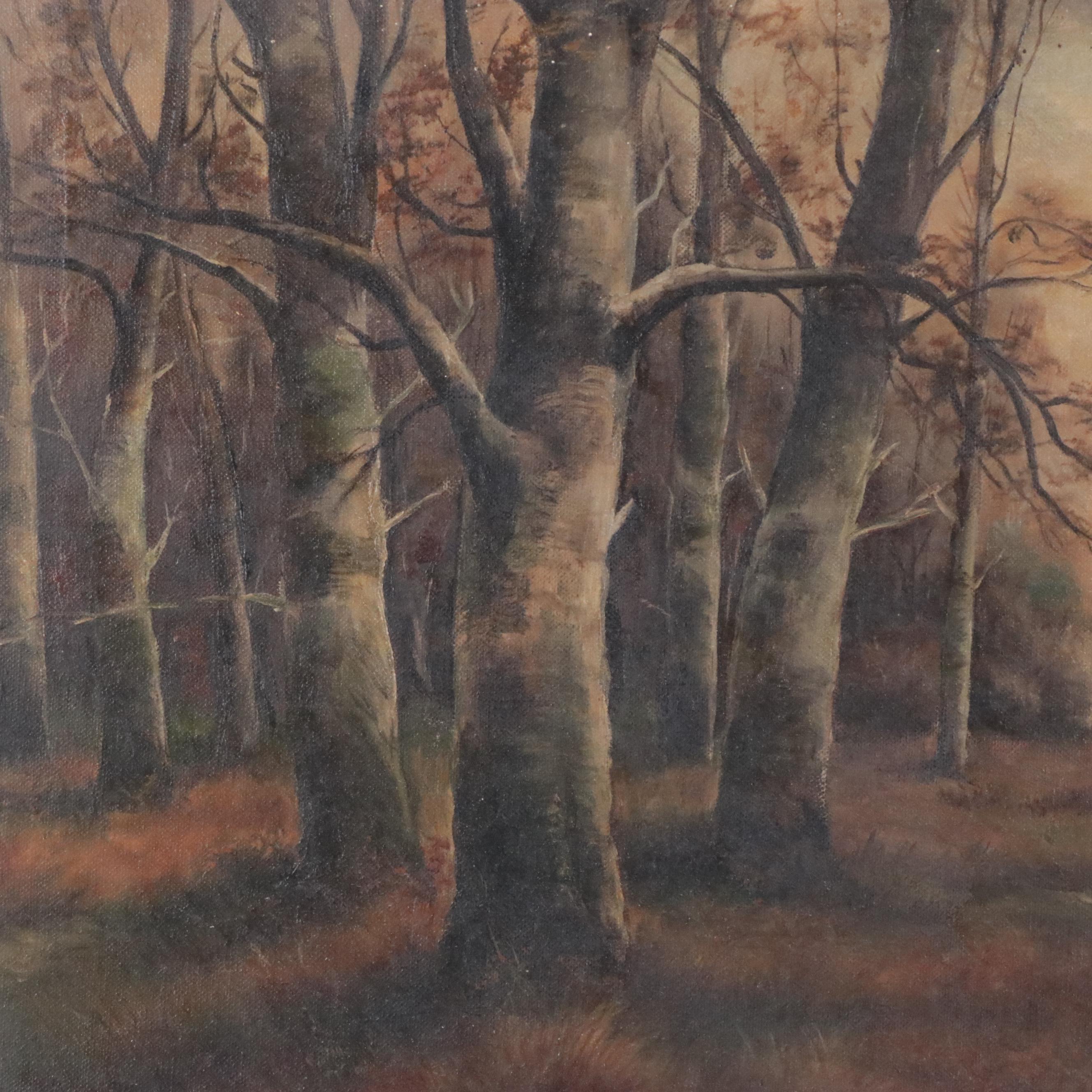 Margaret Walton Oil Painting of Wooded Landscape, 1924