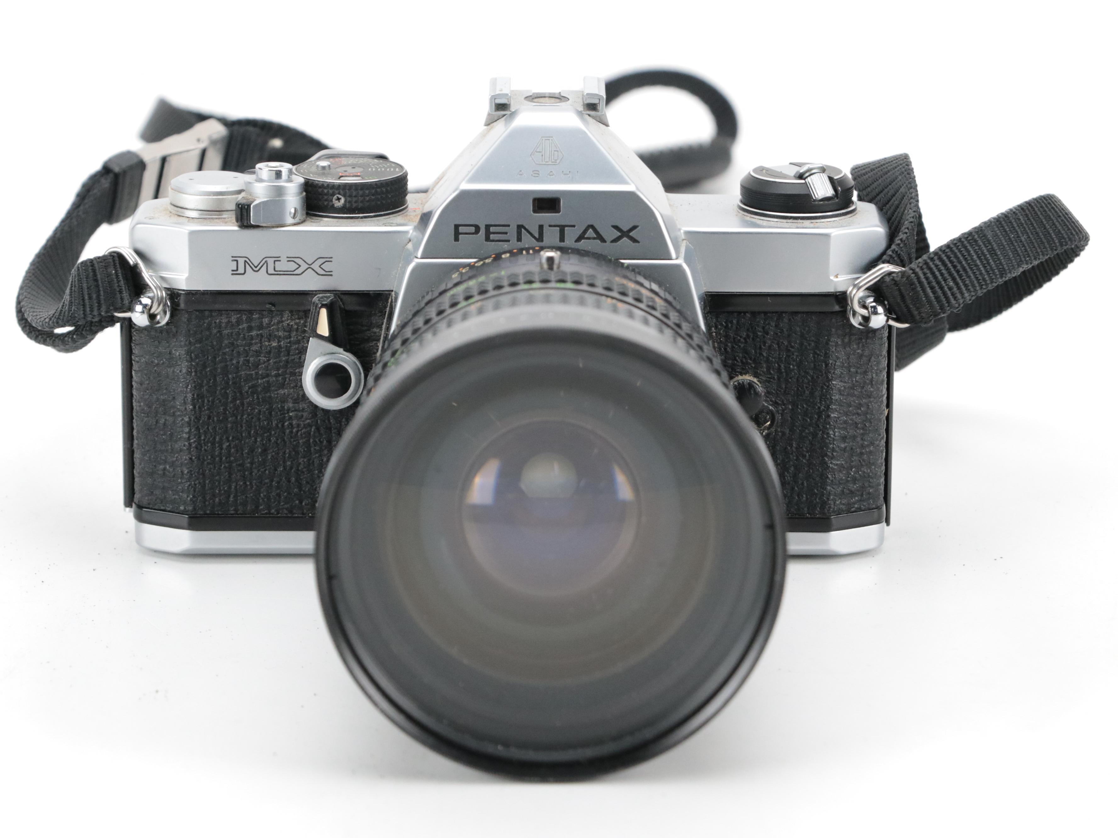 Pentax MX and K1000 Cameras with Lenses, Cases, and More Accessories