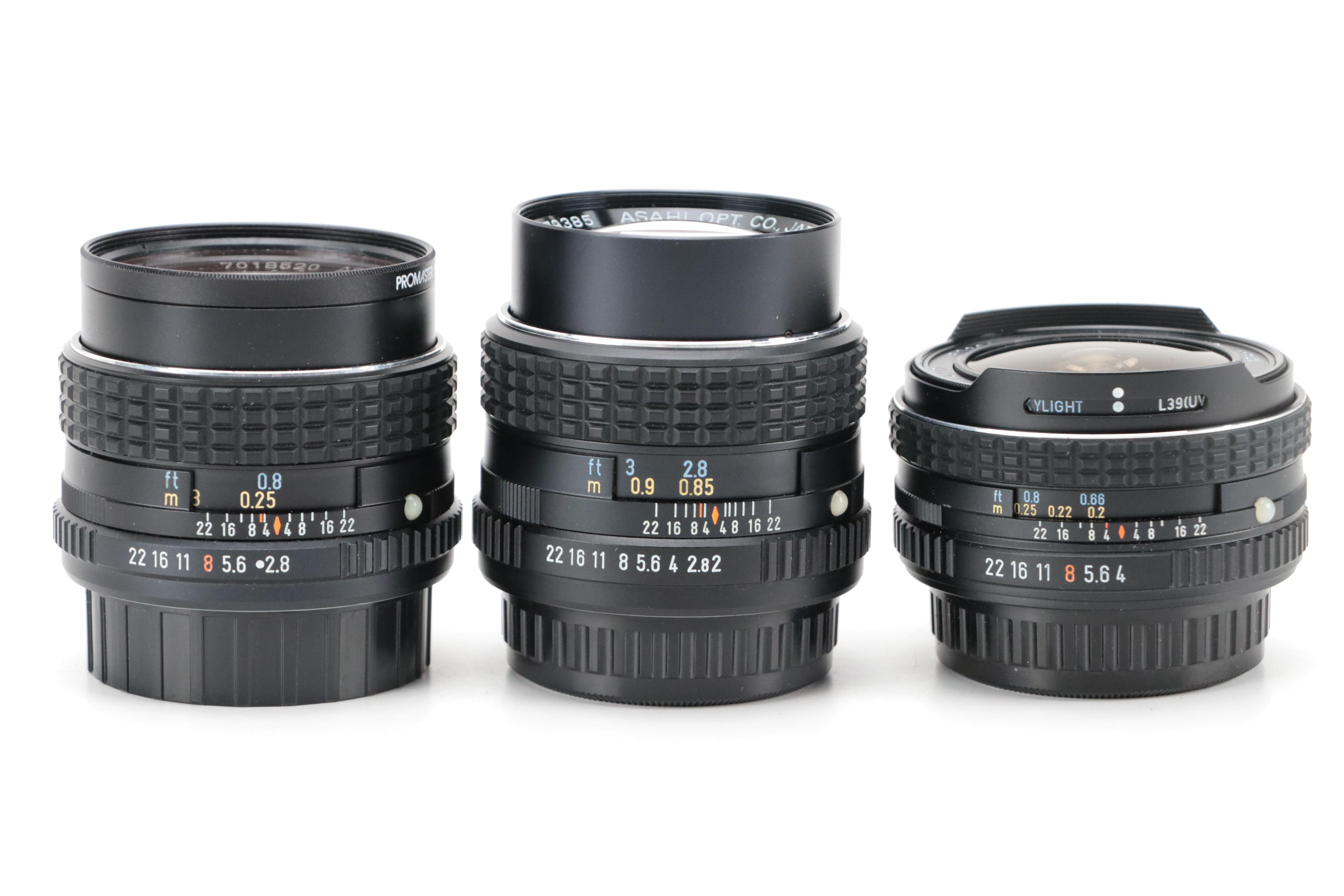 Pentax MX and K1000 Cameras with Lenses, Cases, and More Accessories