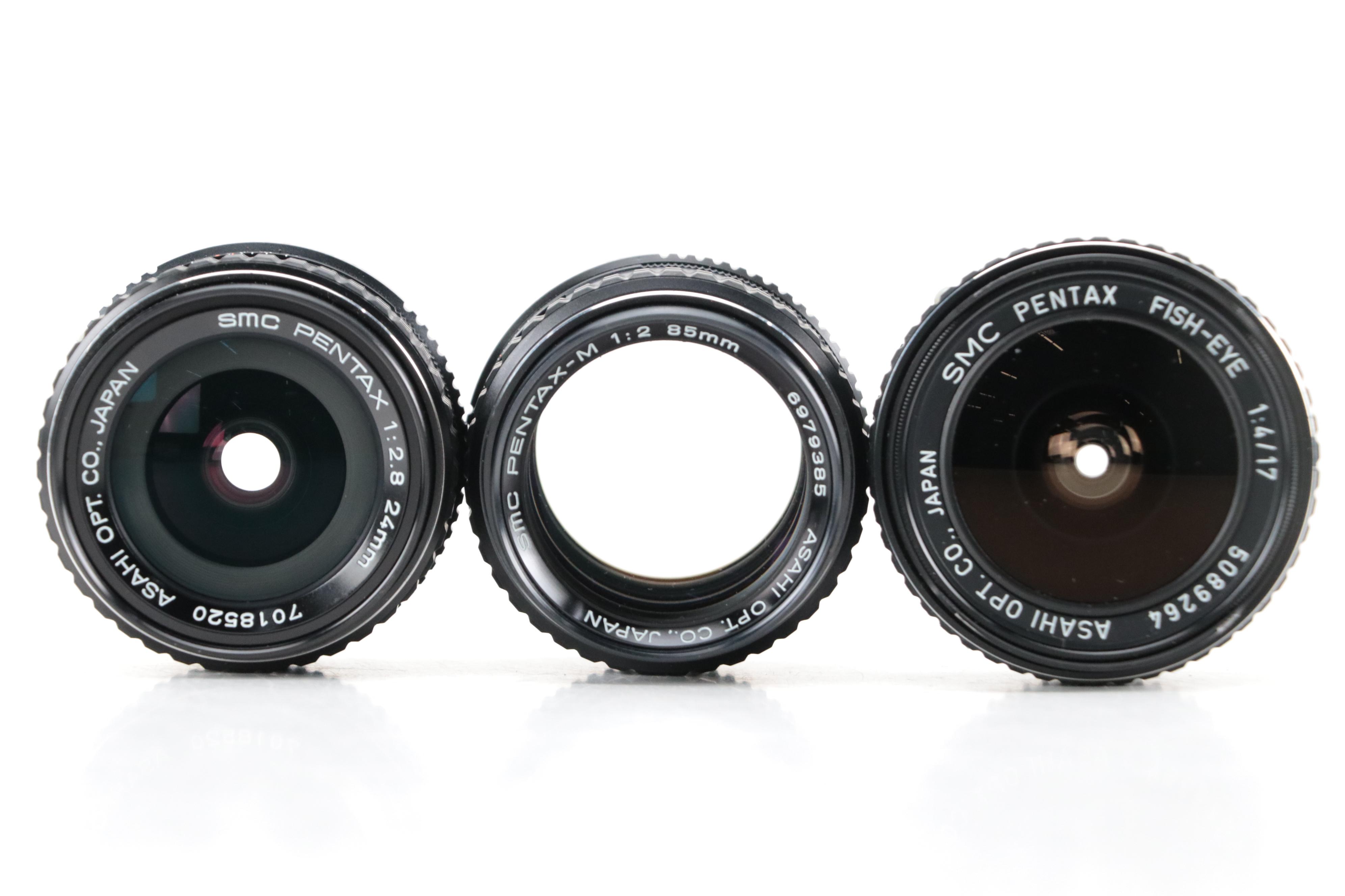 Pentax MX and K1000 Cameras with Lenses, Cases, and More Accessories