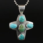 Desert Rose Trading Sterling Turquoise Cross Pendant Necklace