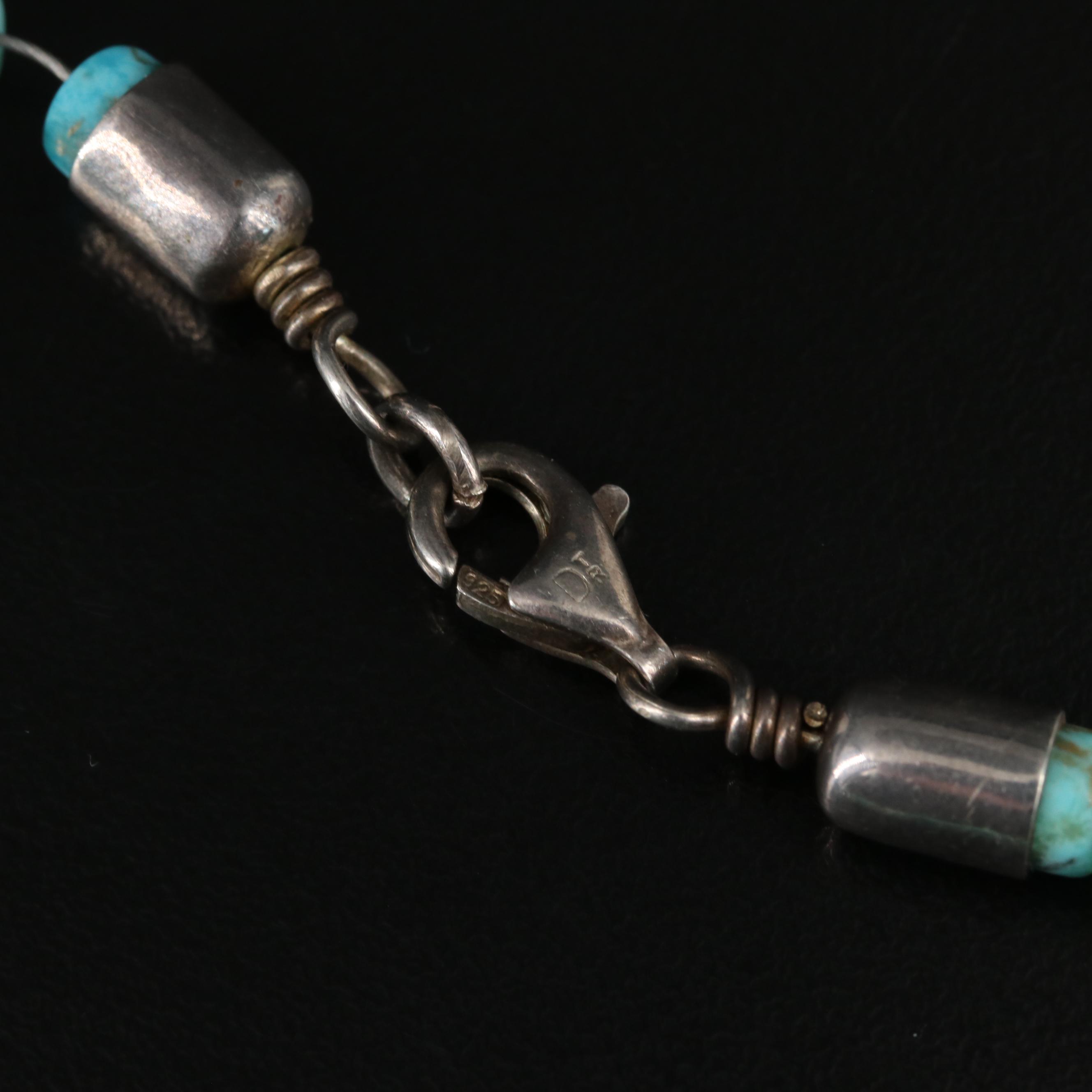 Desert Rose Trading Sterling Graduated Turquoise Bead Necklace