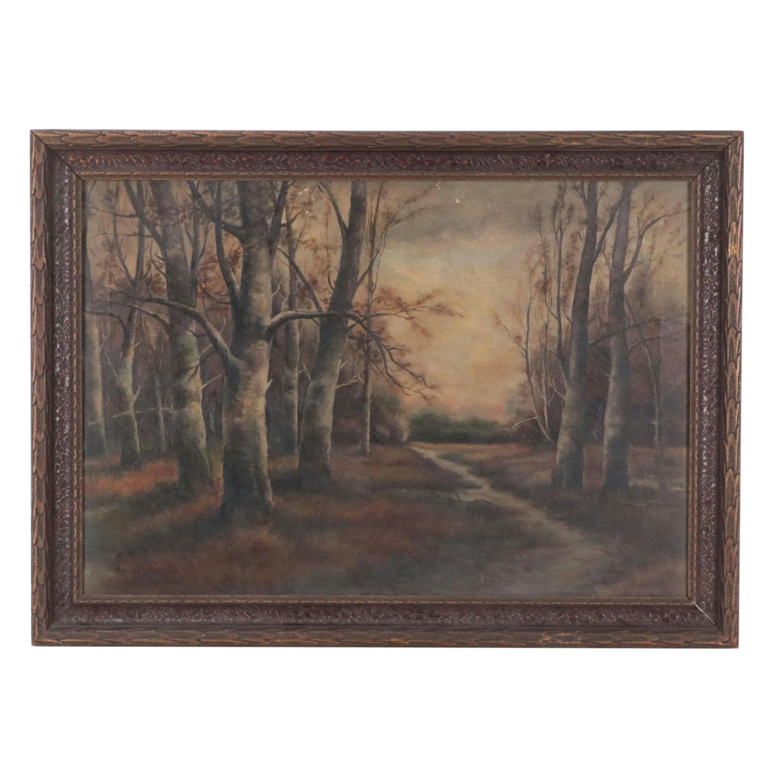 Margaret Walton Oil Painting of Wooded Landscape, 1924