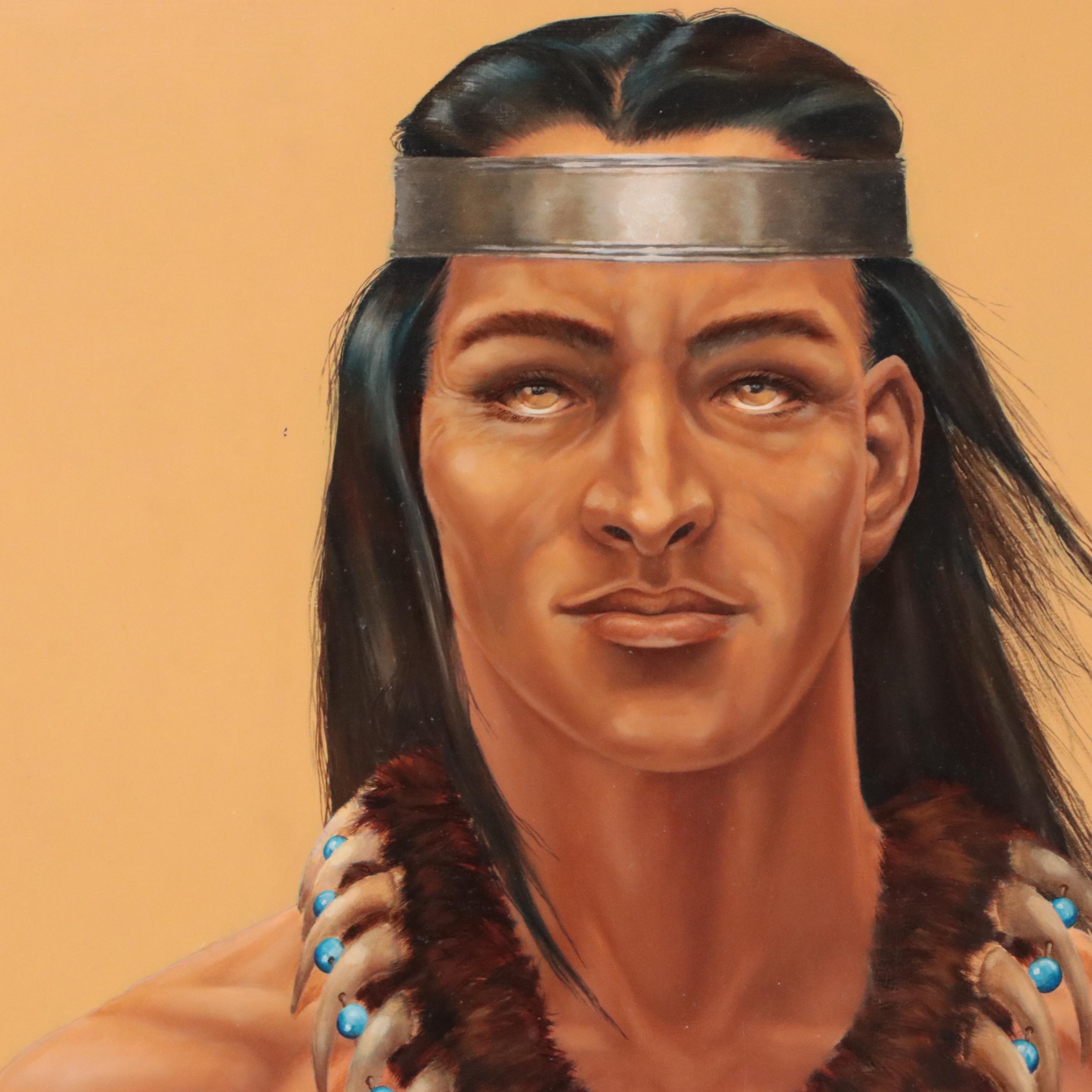 Nancy Lutz Large-Scale Oil Painting Portrait of "Tecumseh," 1986
