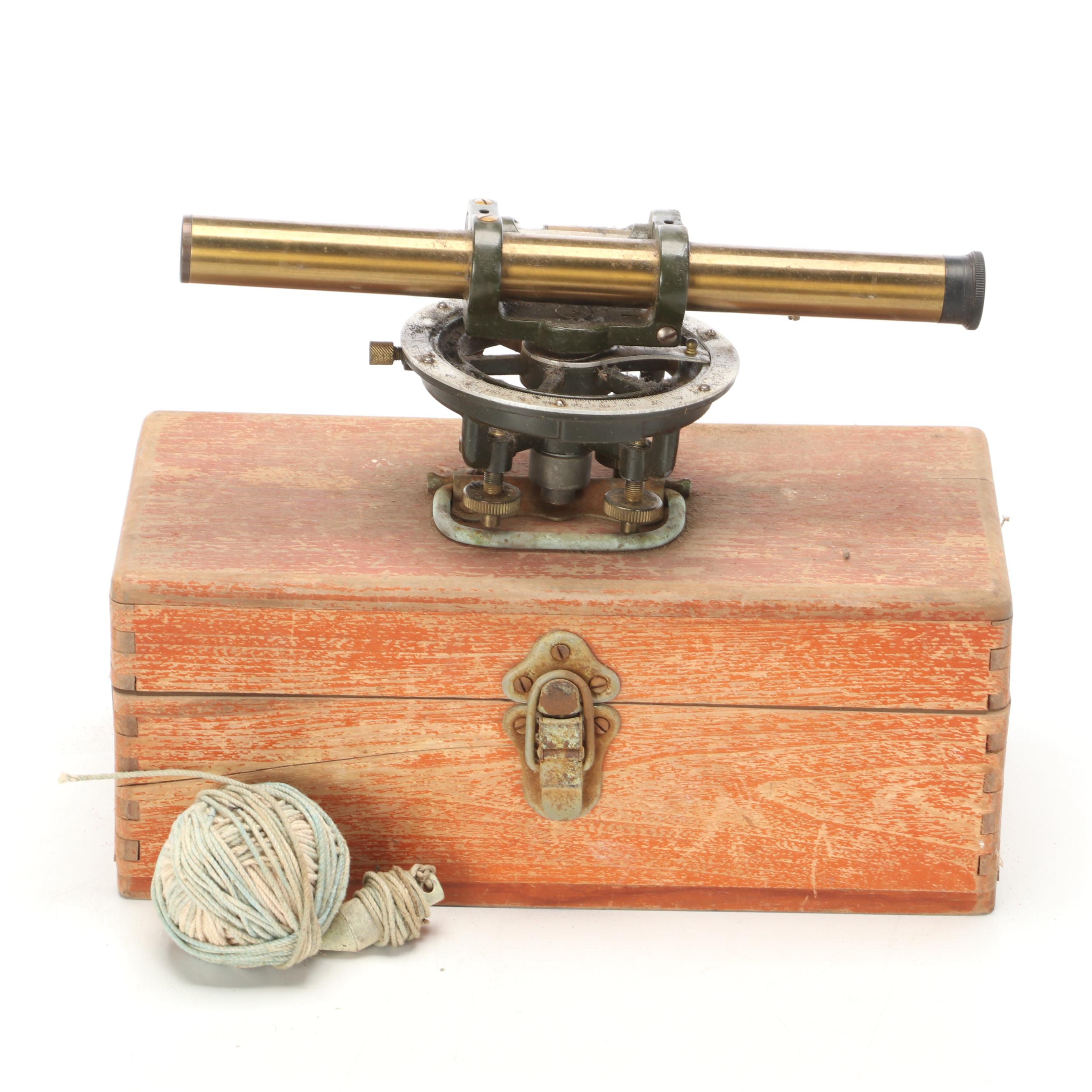 Surveyor's Transit Scope With Case and Plumb Bob, Antique Everything