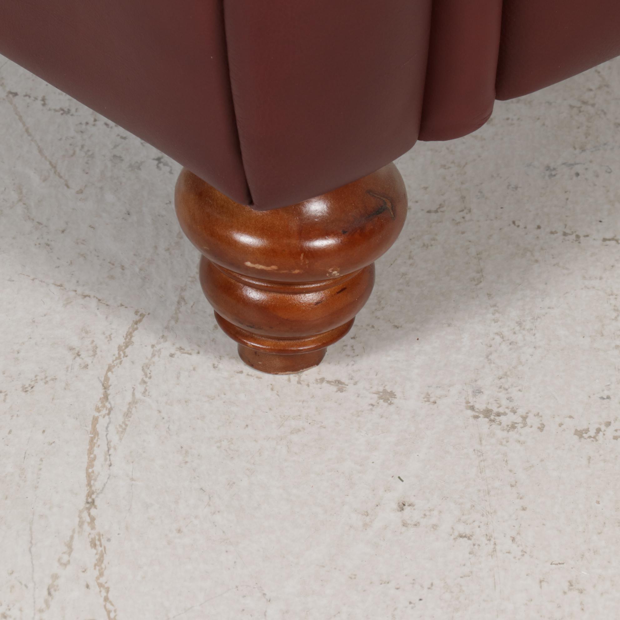 Italsofa Brazilian Burgundy Leather-Upholstered Roll-Arm Club Chair