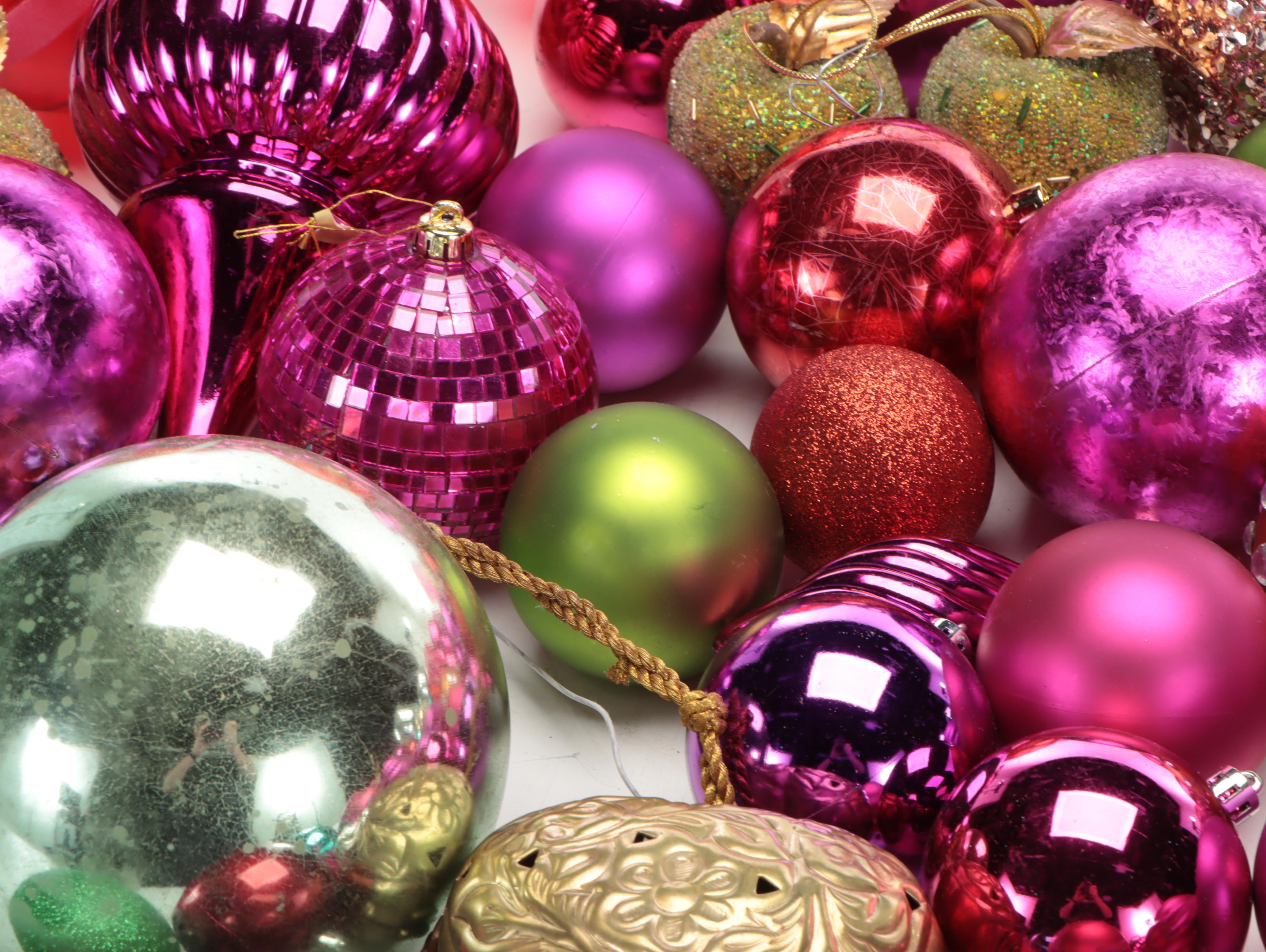 Reflective Mirrored Disco Balls with Bird Motif Silver Plate Ornaments and More