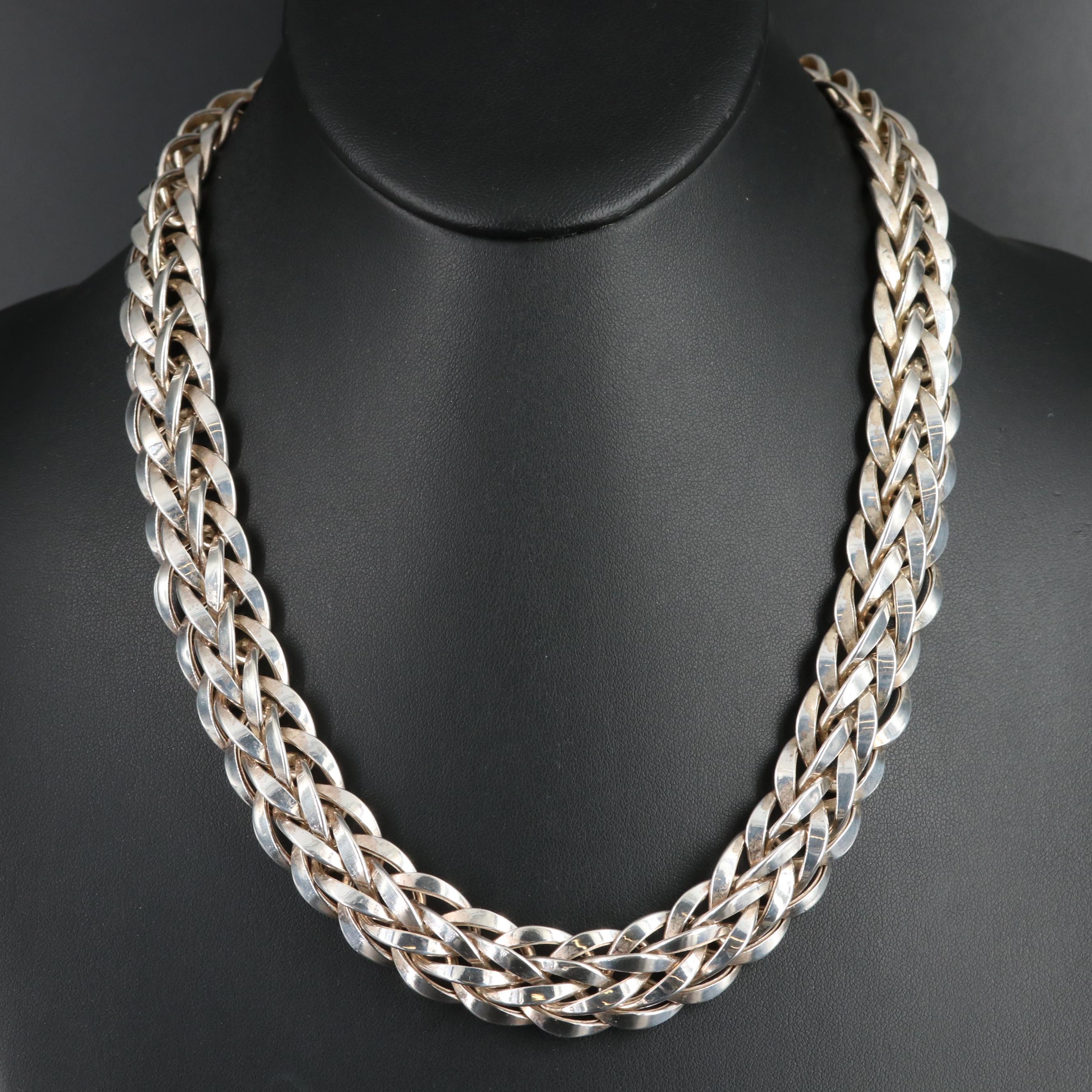 Sterling Wheat Chain Necklace