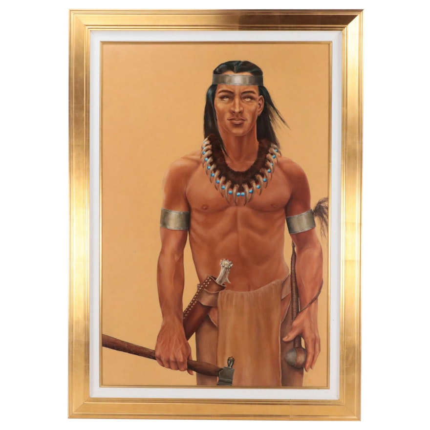 Nancy Lutz Large-Scale Oil Painting Portrait of "Tecumseh," 1986