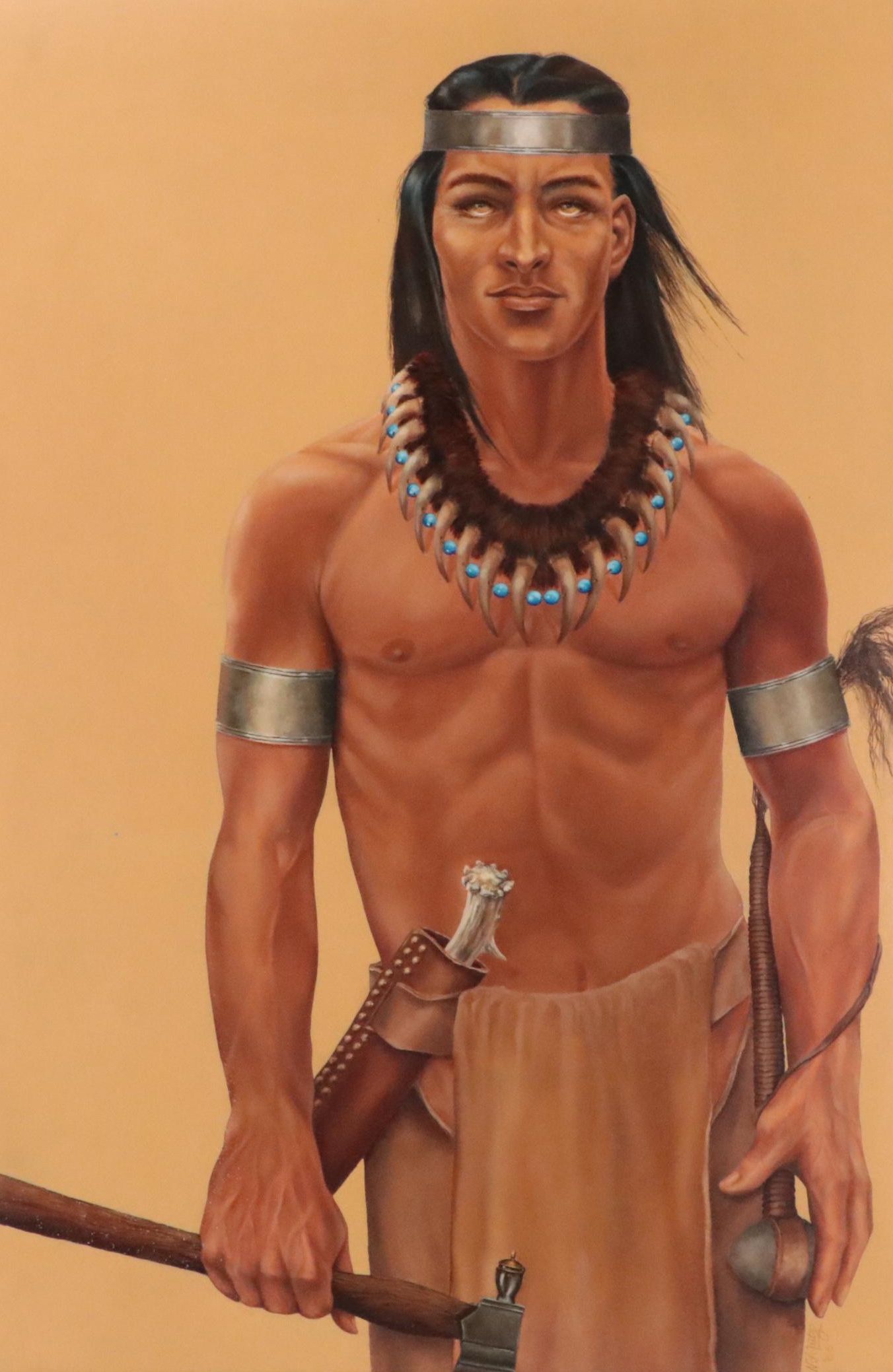 Nancy Lutz Large-Scale Oil Painting Portrait of "Tecumseh," 1986