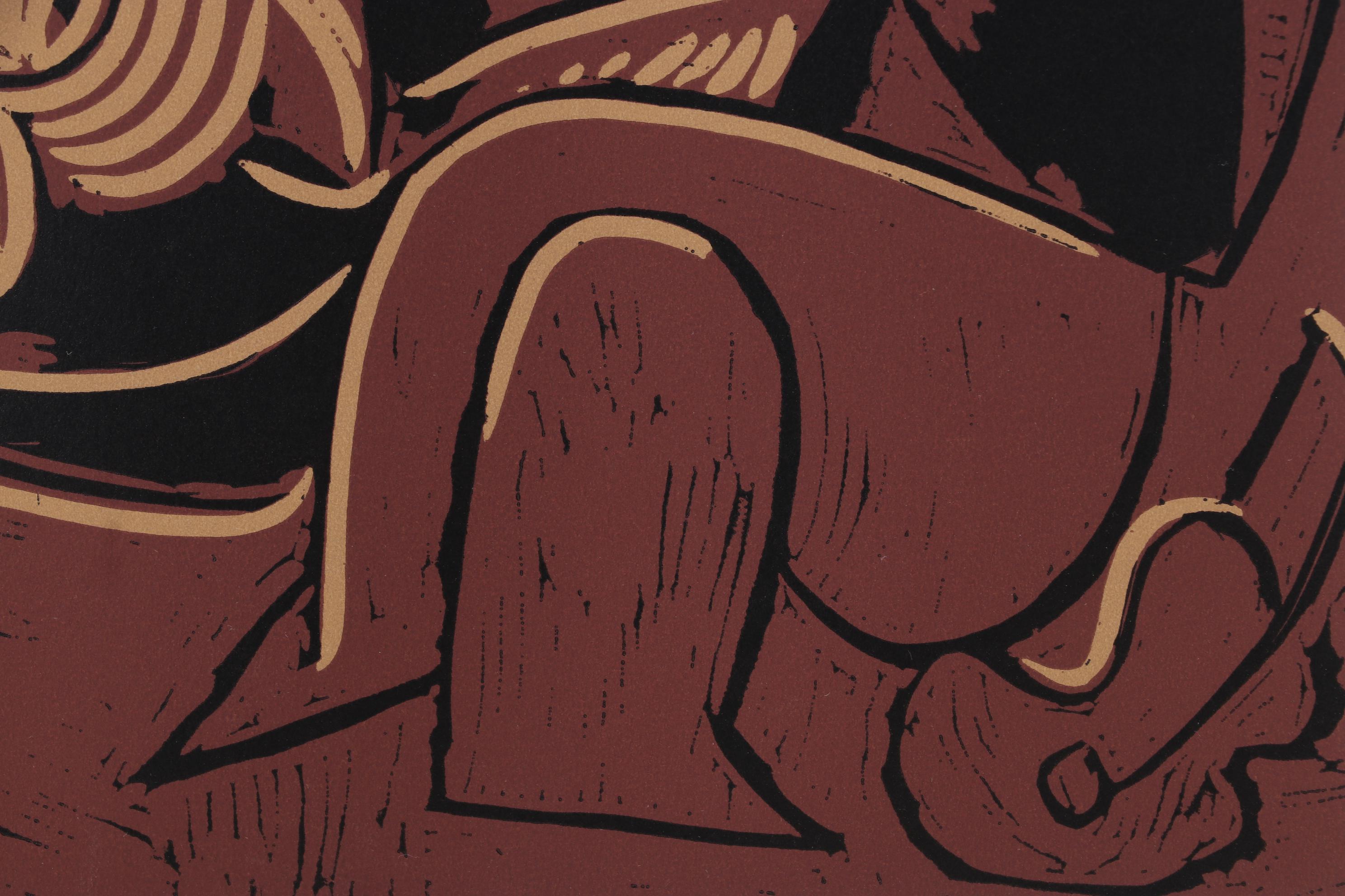 Pablo Picasso Linocut "Reclining Woman and Picador with Guitar," 1962